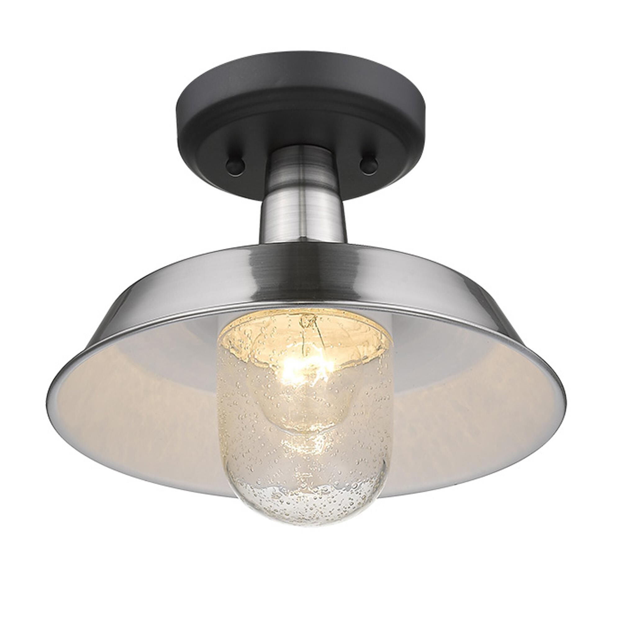 Shown in Satin Nickel finish and Clear glass and Clear, Seedy Glass Urn Shaped Globe shade