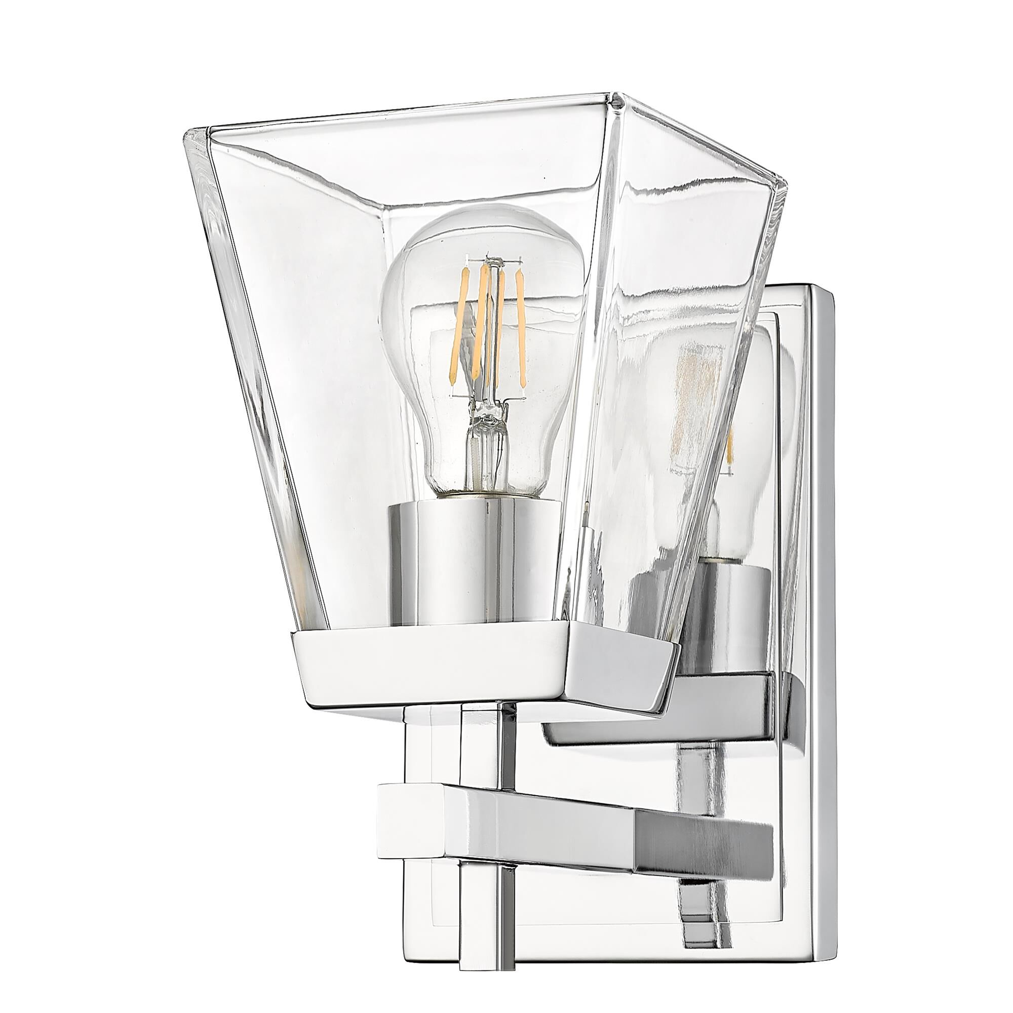 Shown in Chrome finish and Clear glass