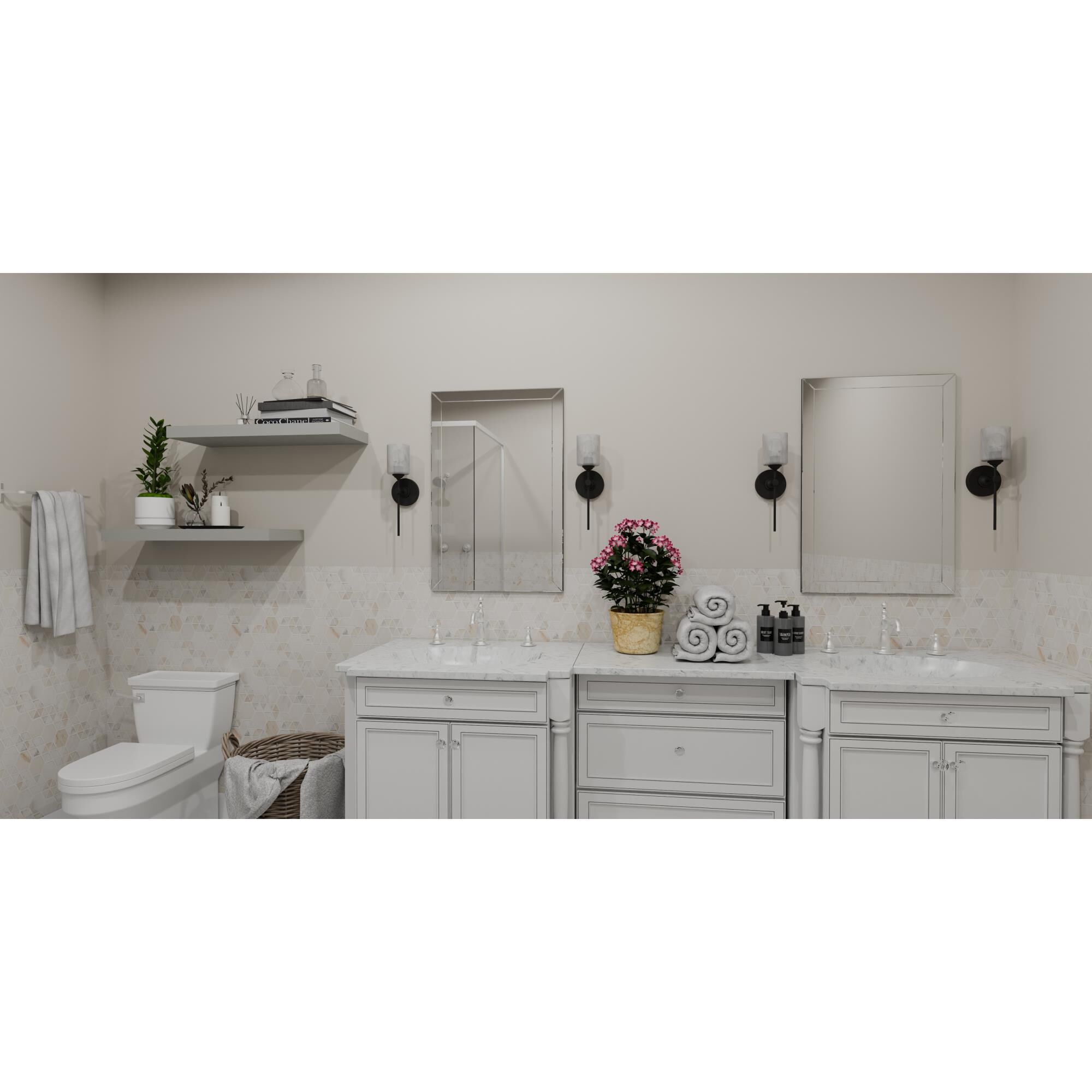 Shown in Matte Black finish and Marble glass