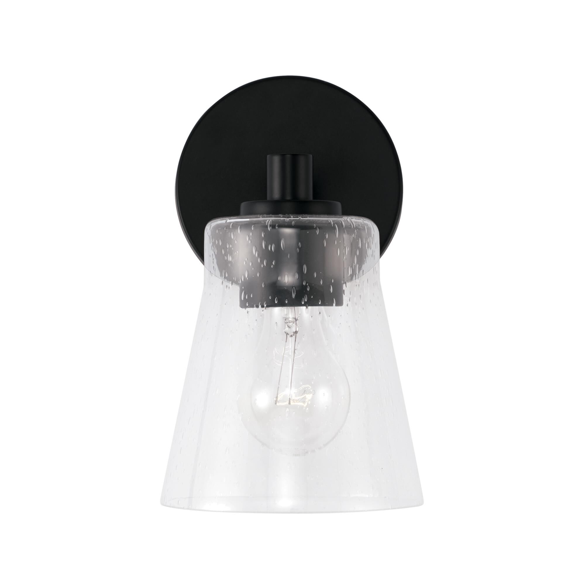Shown in Matte Black finish and Clear Seeded glass