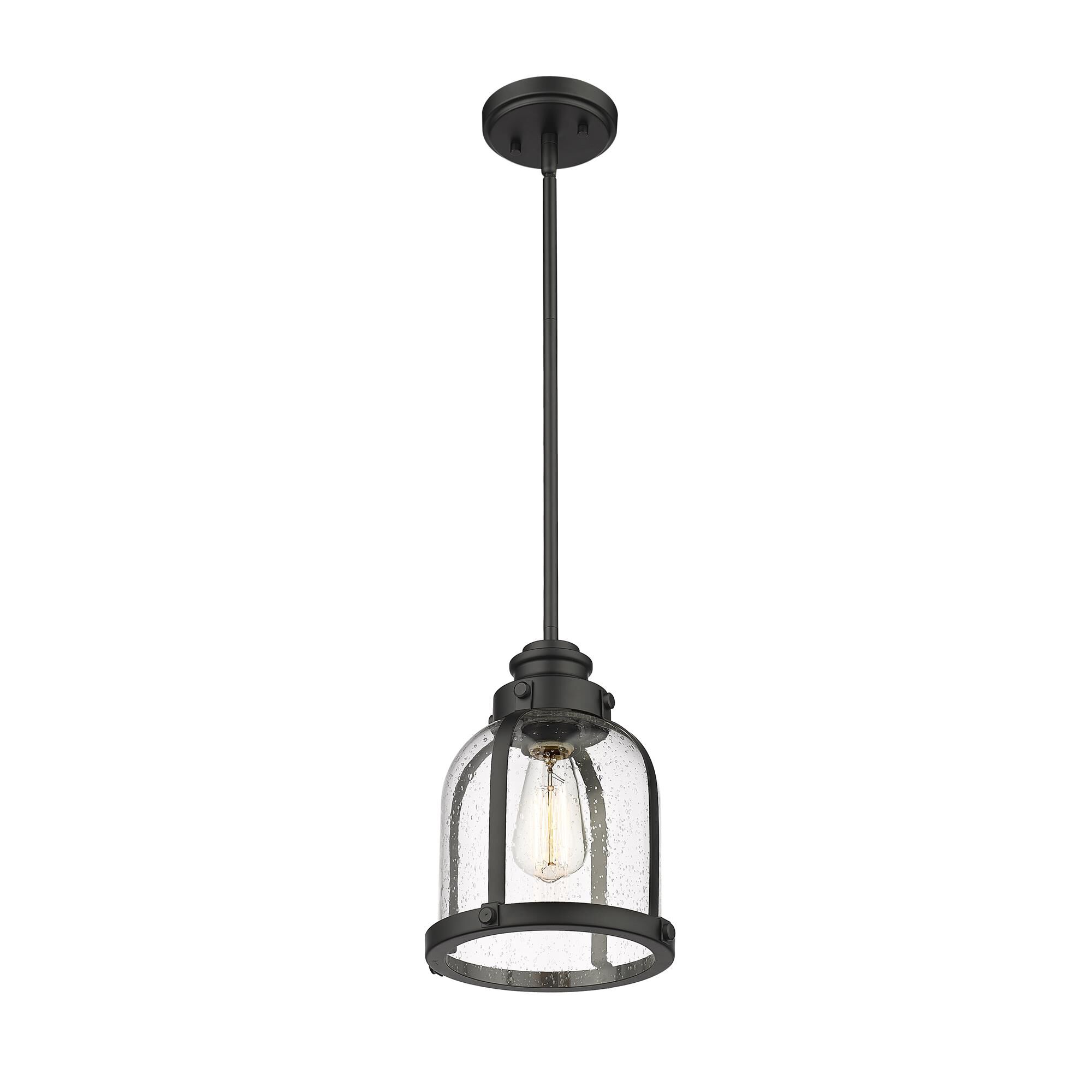 Shown in Matte Black finish and Glass shade