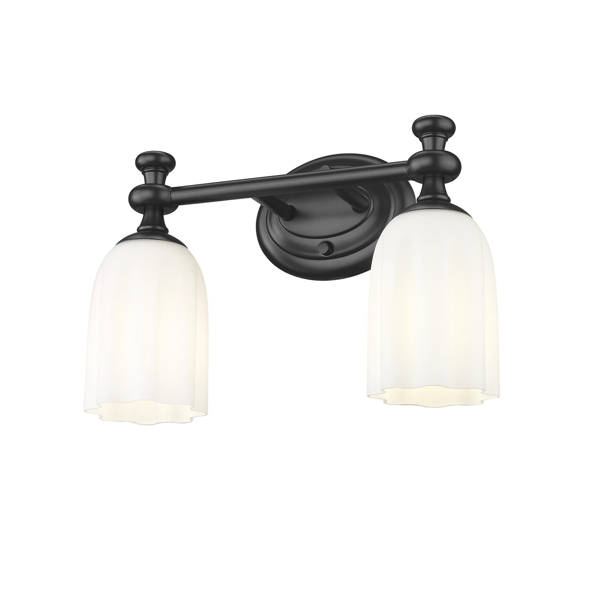Shown in Matte Black finish and Opal Etched glass and Opal Etched shade