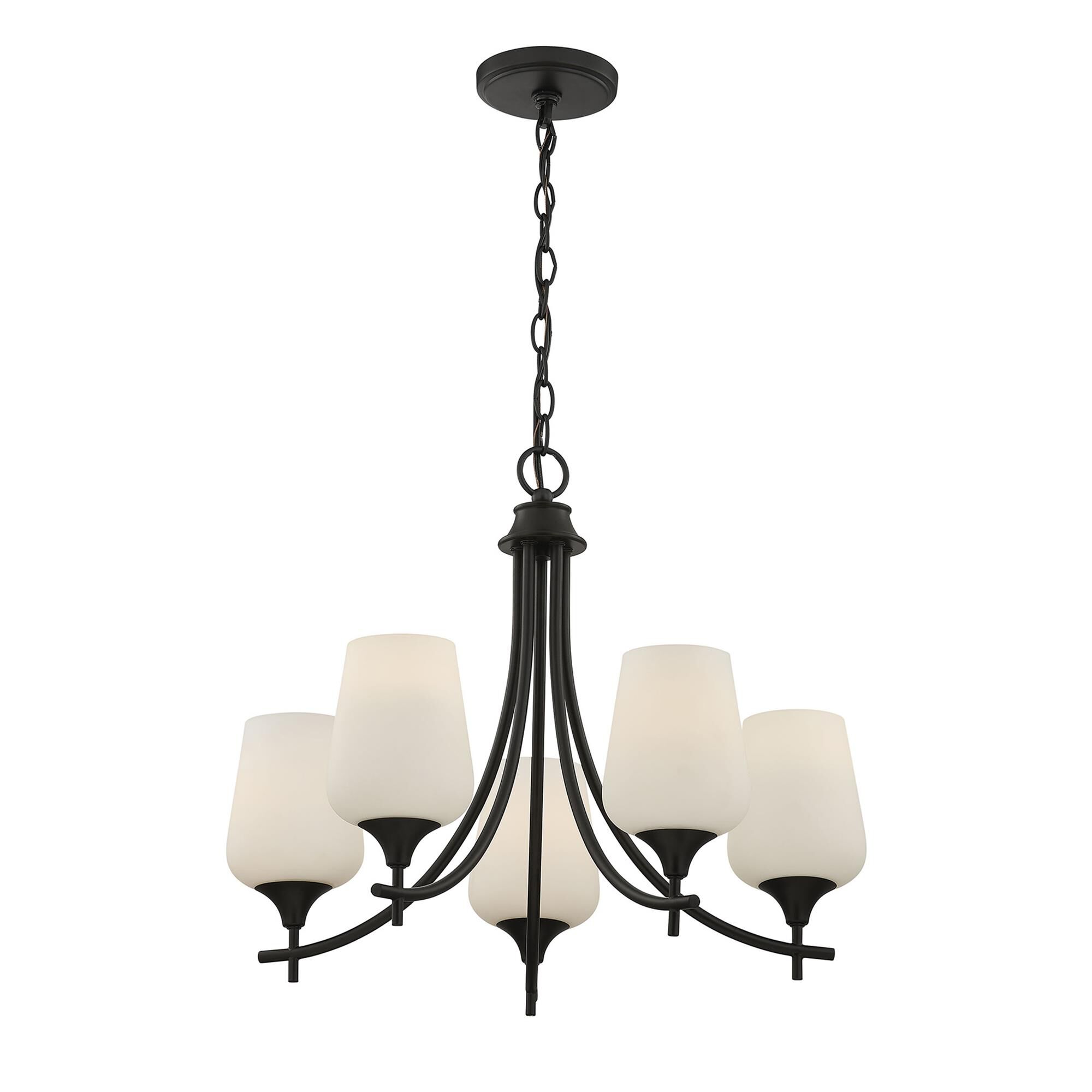 Shown in Matte Black finish and White Opal glass