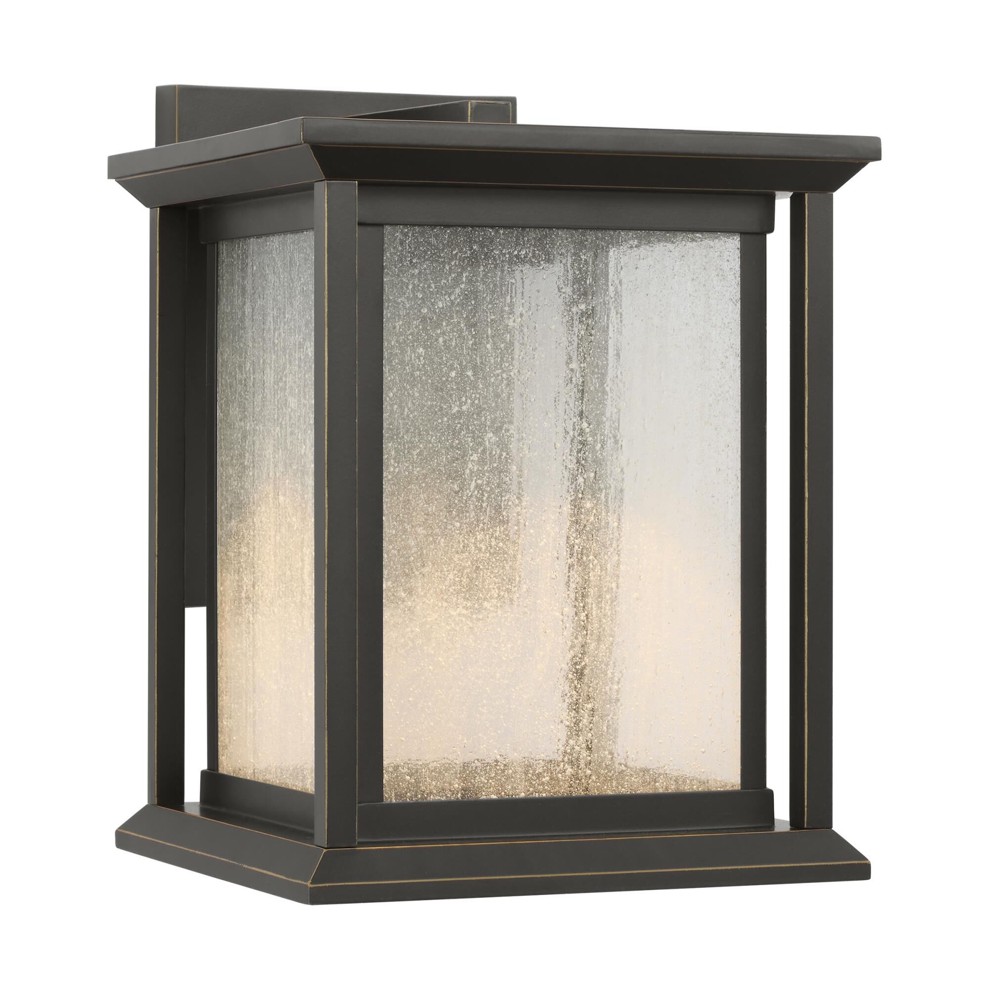 Shown in Antique Bronze finish and Distressed Seeded Panels glass