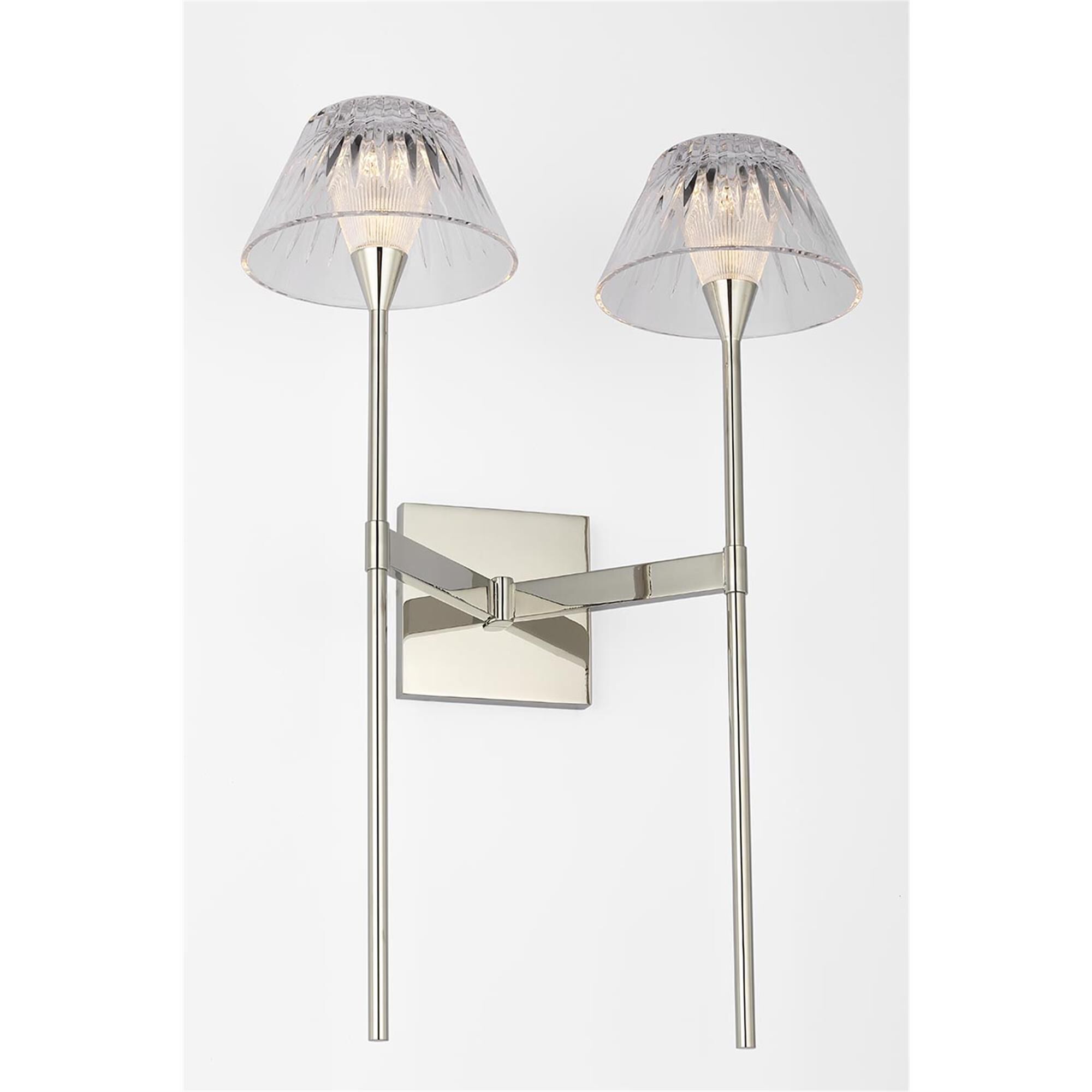 Shown in Polished Nickel finish and Clear crystal