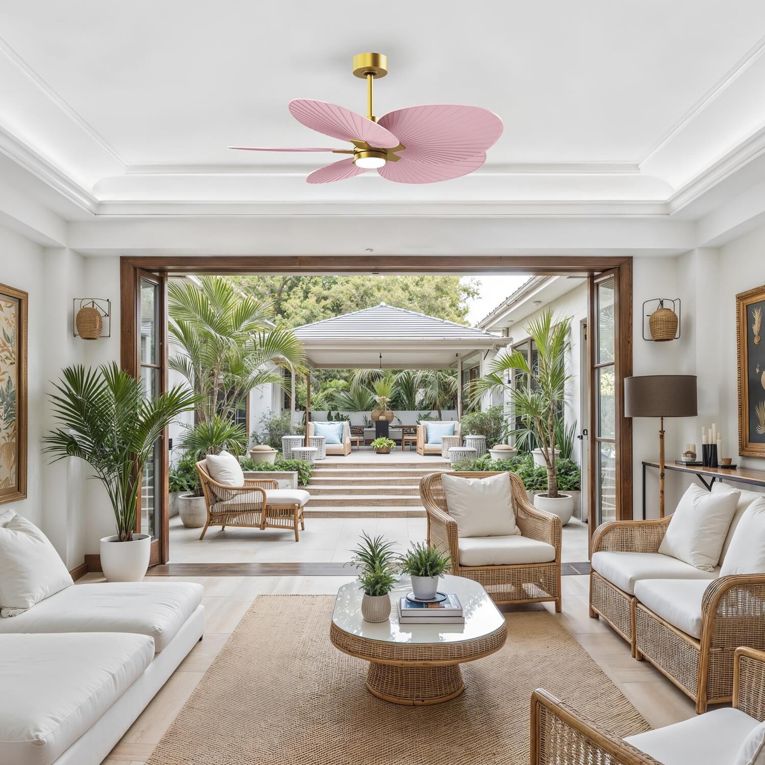 Alessandra Tropical Outdoor Rated 48 Inch Ceiling Fan with Light Kit by Matthews Fan Company