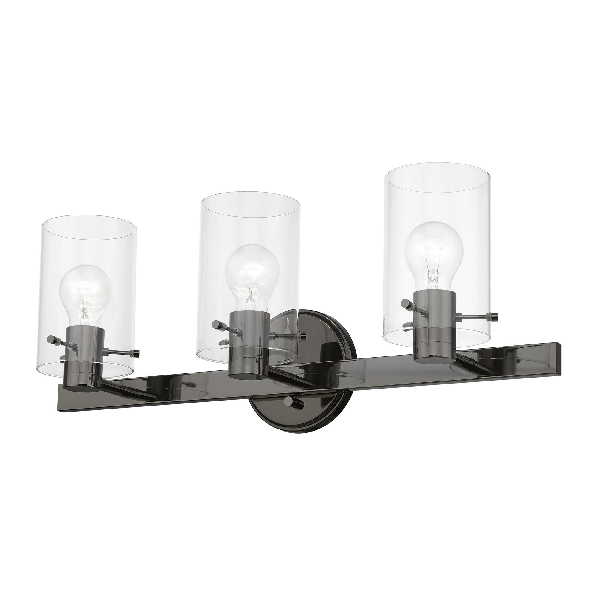 Shown in Black Chrome finish and Clear glass