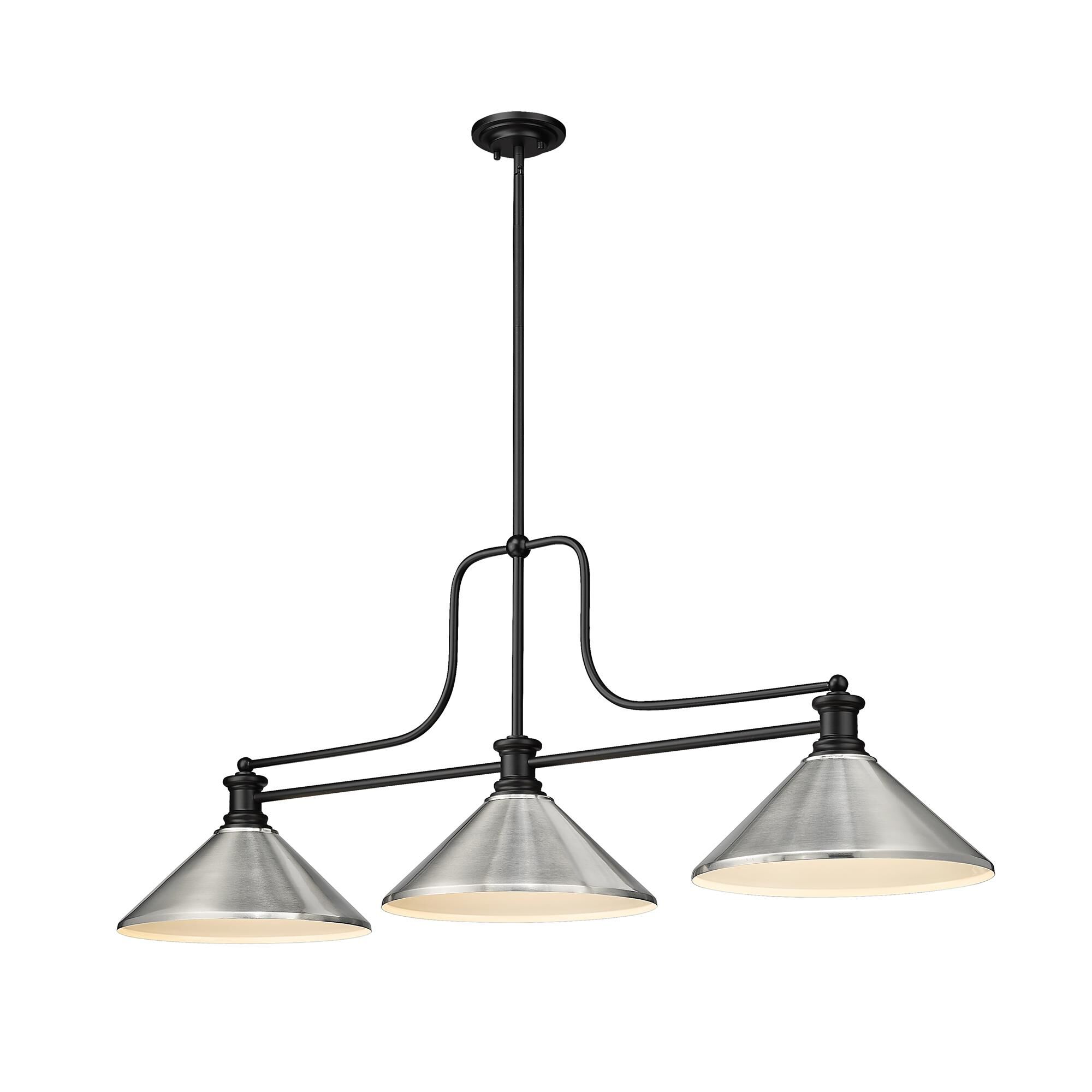 Shown in Matte Black finish and Brushed Nickel shade