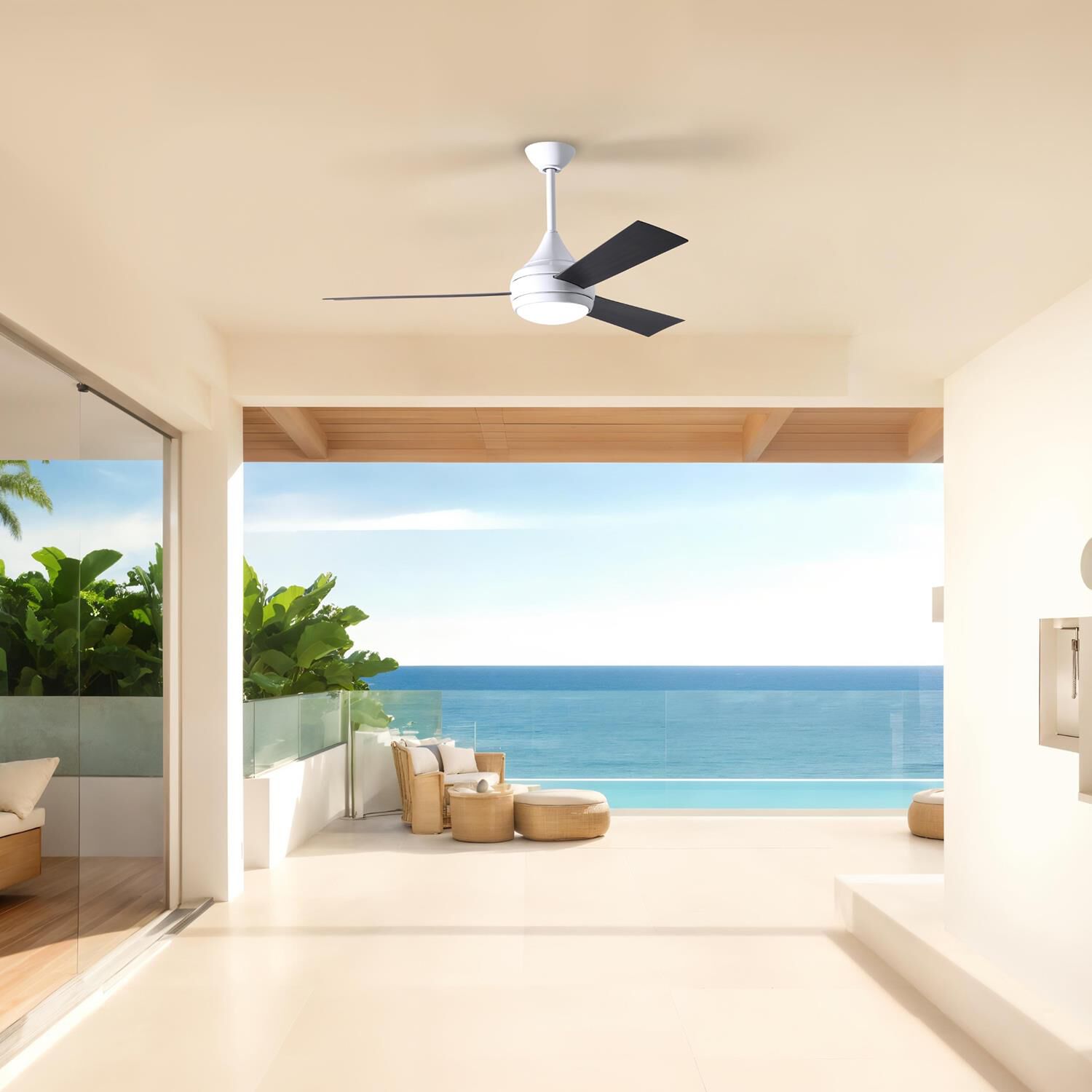 Donaire Outdoor Coastal Wet Rated 52 Inch Ceiling Fan with Light Kit by Matthews Fan Company