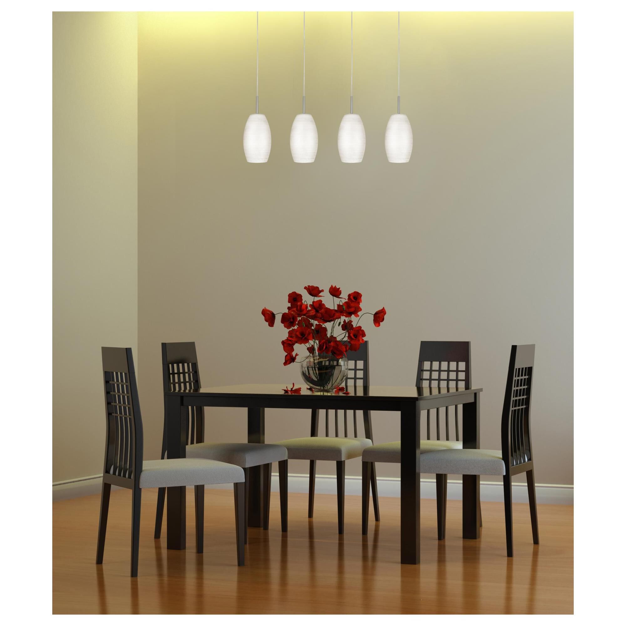 Shown in Matte Nickel finish and White glass