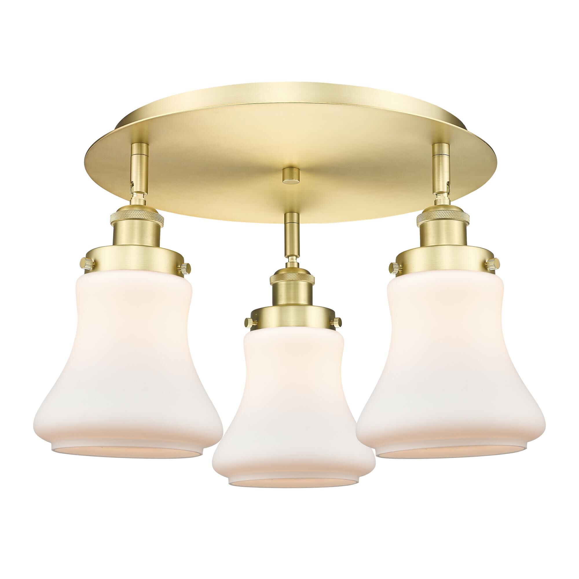 Shown in Satin Gold finish and Matte White glass