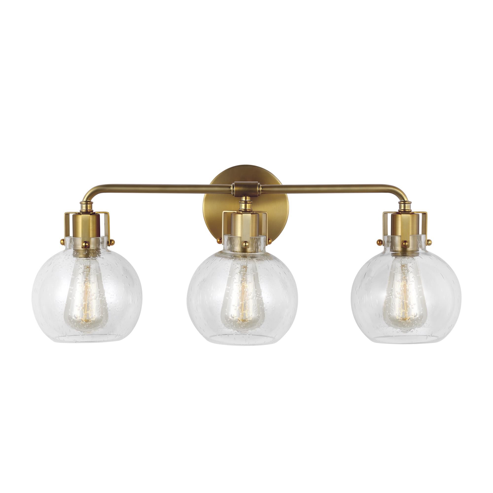 Shown in Burnished Brass finish and Clear Seeded glass