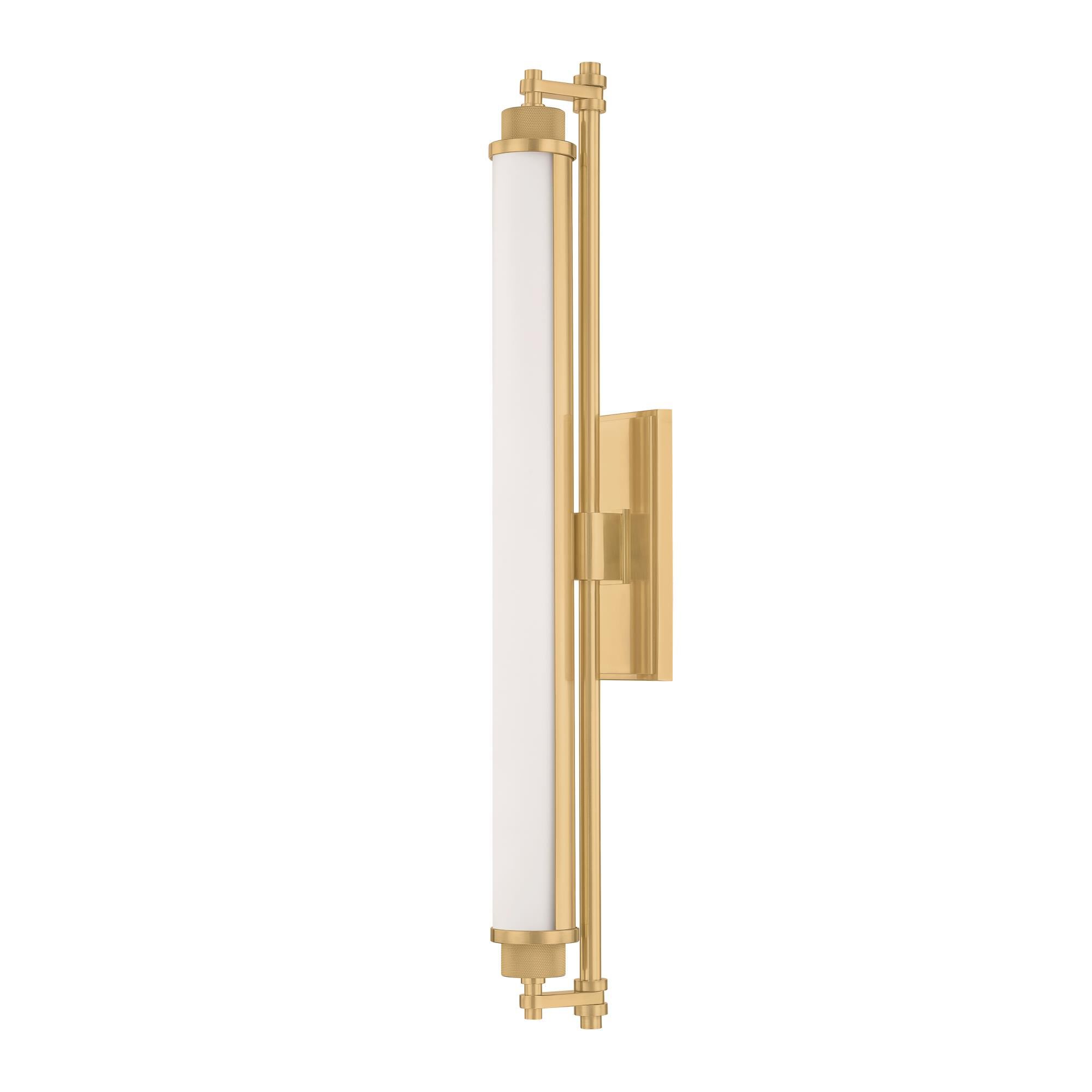 Shown in Aged Brass finish and Opal Matte glass