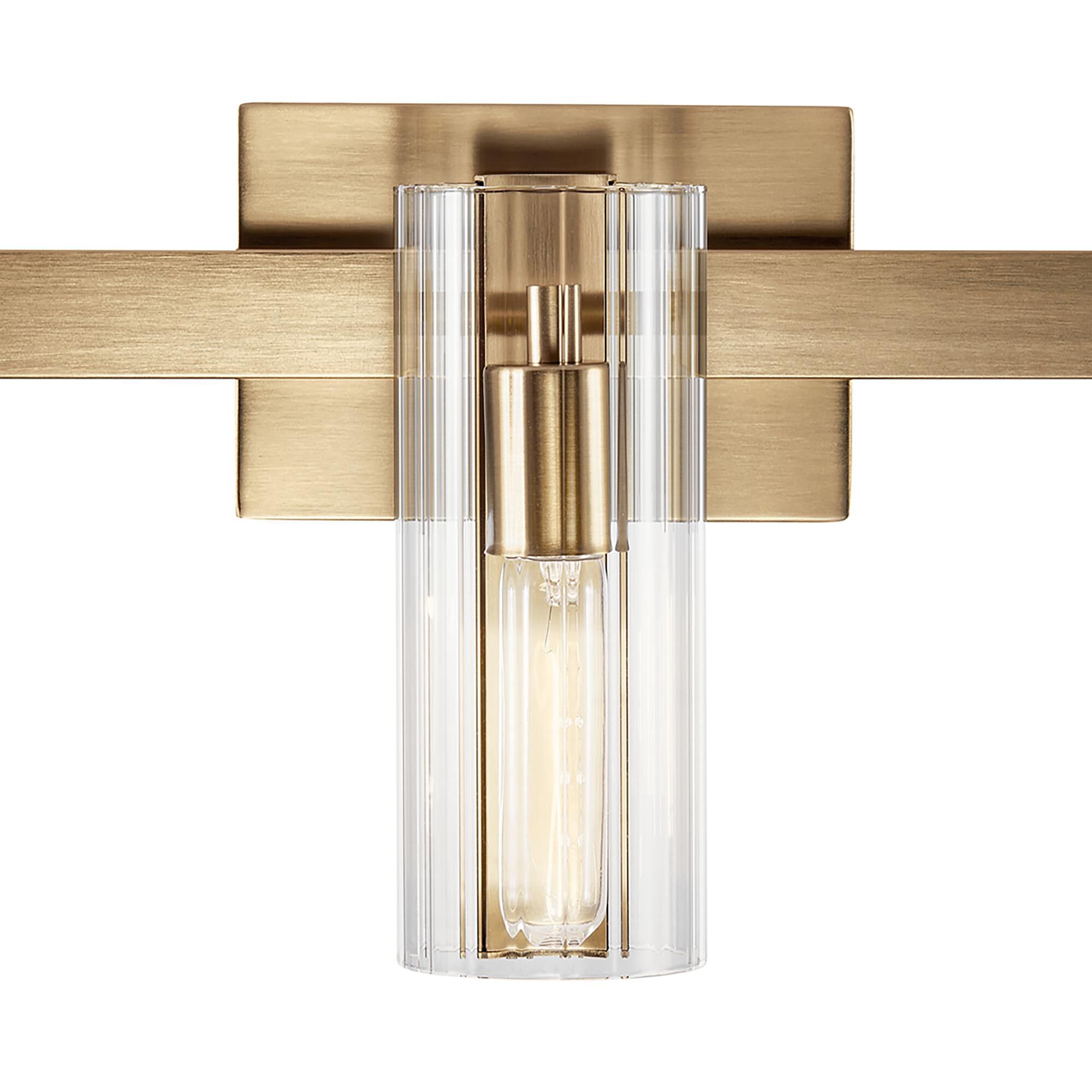 Shown in Champagne Bronze finish and Clear Fluted glass