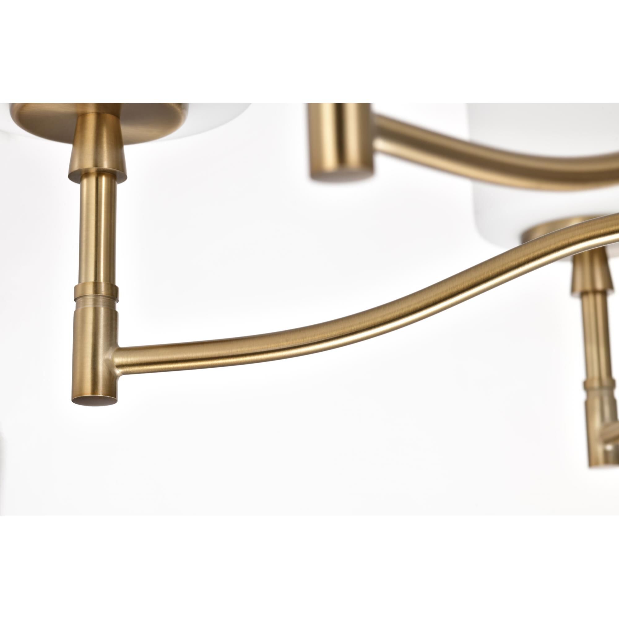 Shown in Burnished Brass finish and White Opal glass