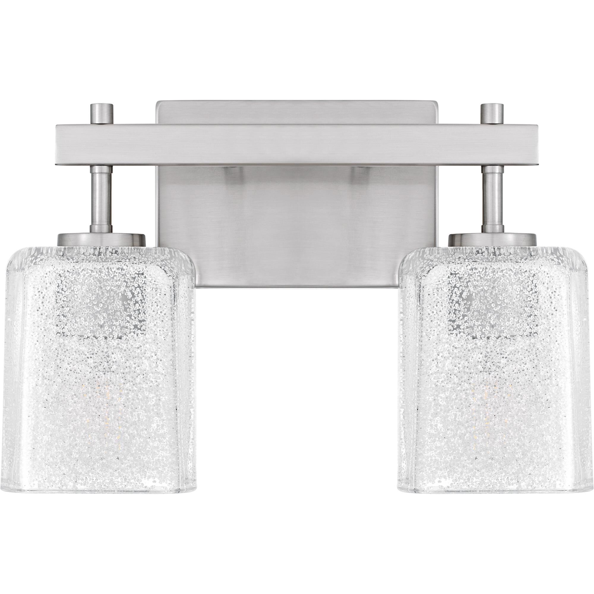 Shown in Brushed Nickel finish and Clear Glass With Glass Sand Spray Inside shade