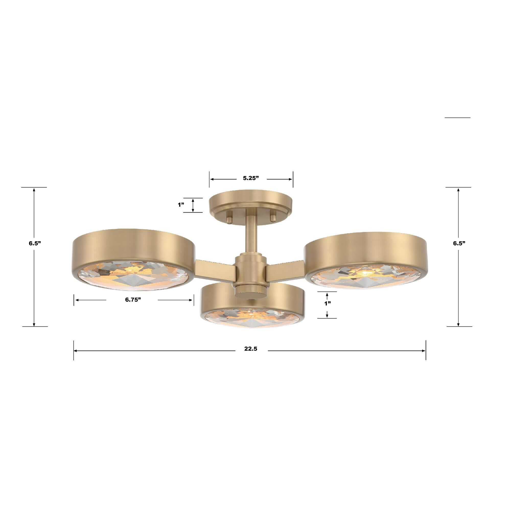 Orson 22 Inch 3 Light Semi Flush Mount by Crystorama