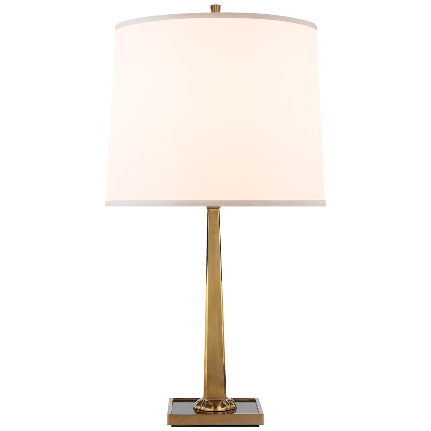 Shown in Soft Brass finish and Silk shade