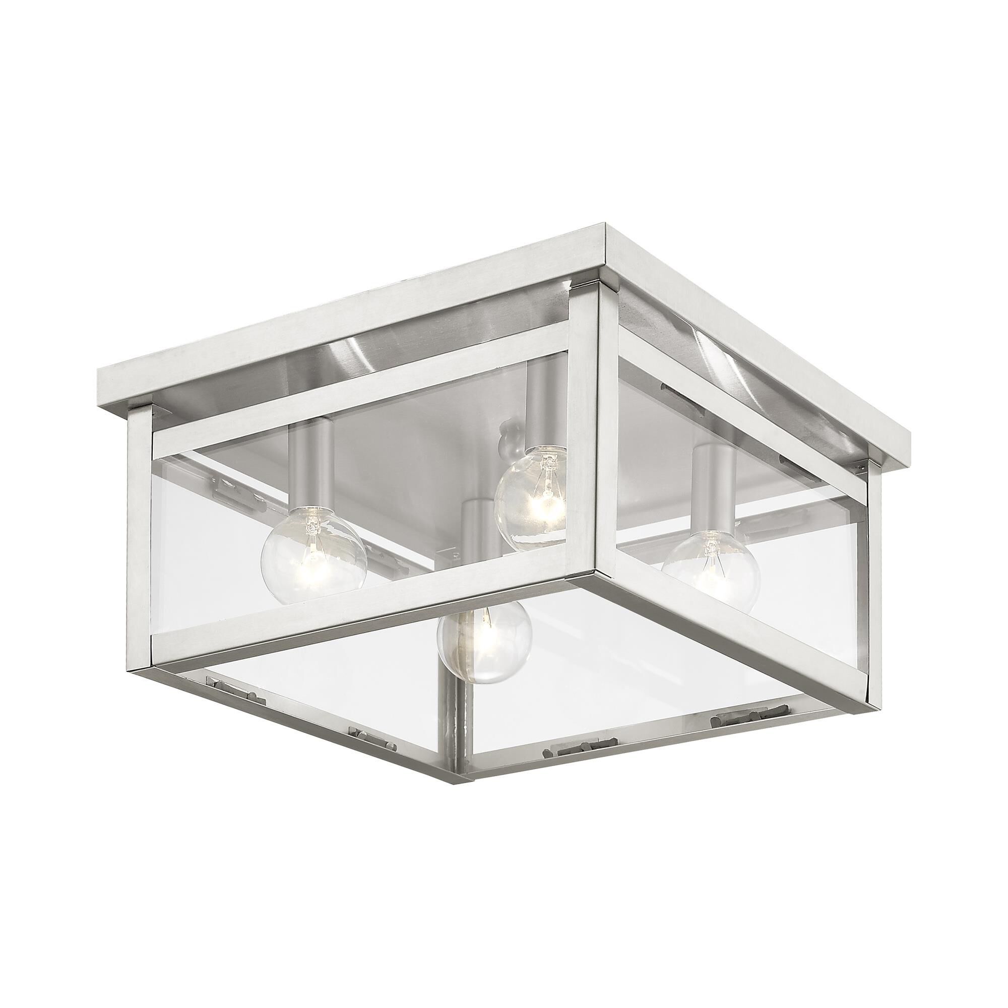 Shown in Brushed Nickel finish and Clear glass