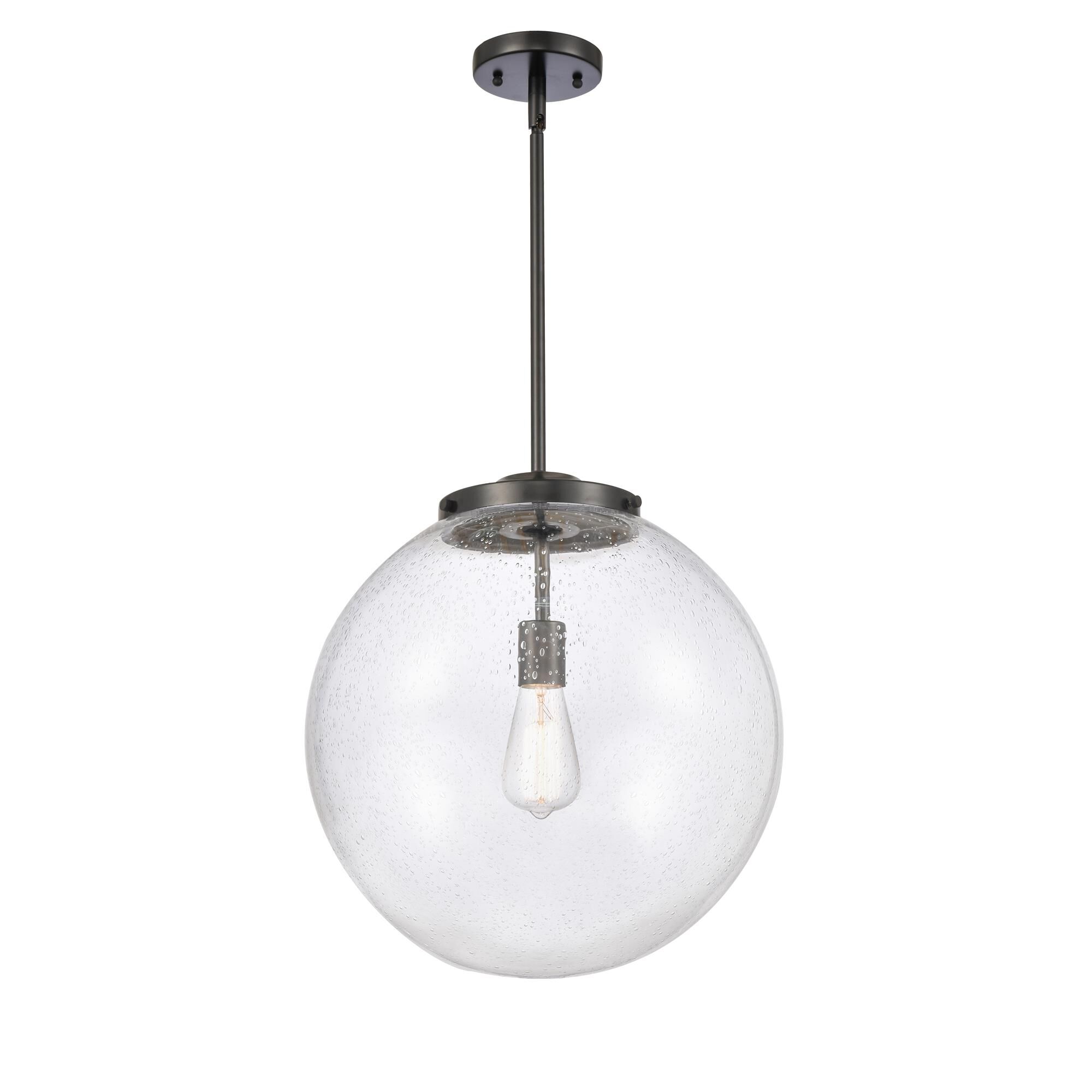 Shown in Matte Black finish and Seedy Beacon glass
