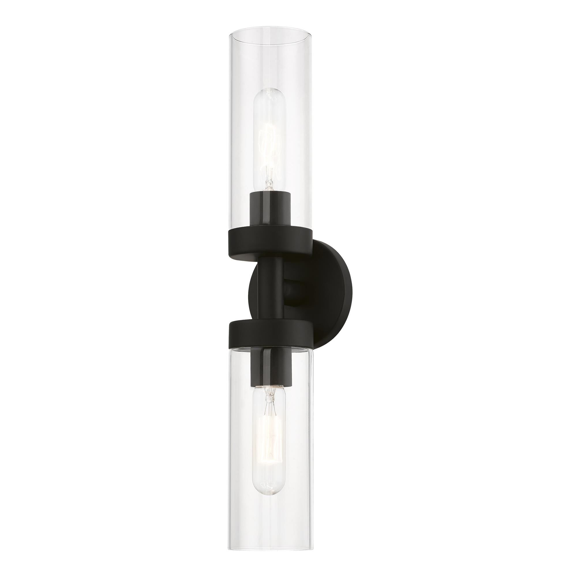 Shown in Black finish and Clear glass
