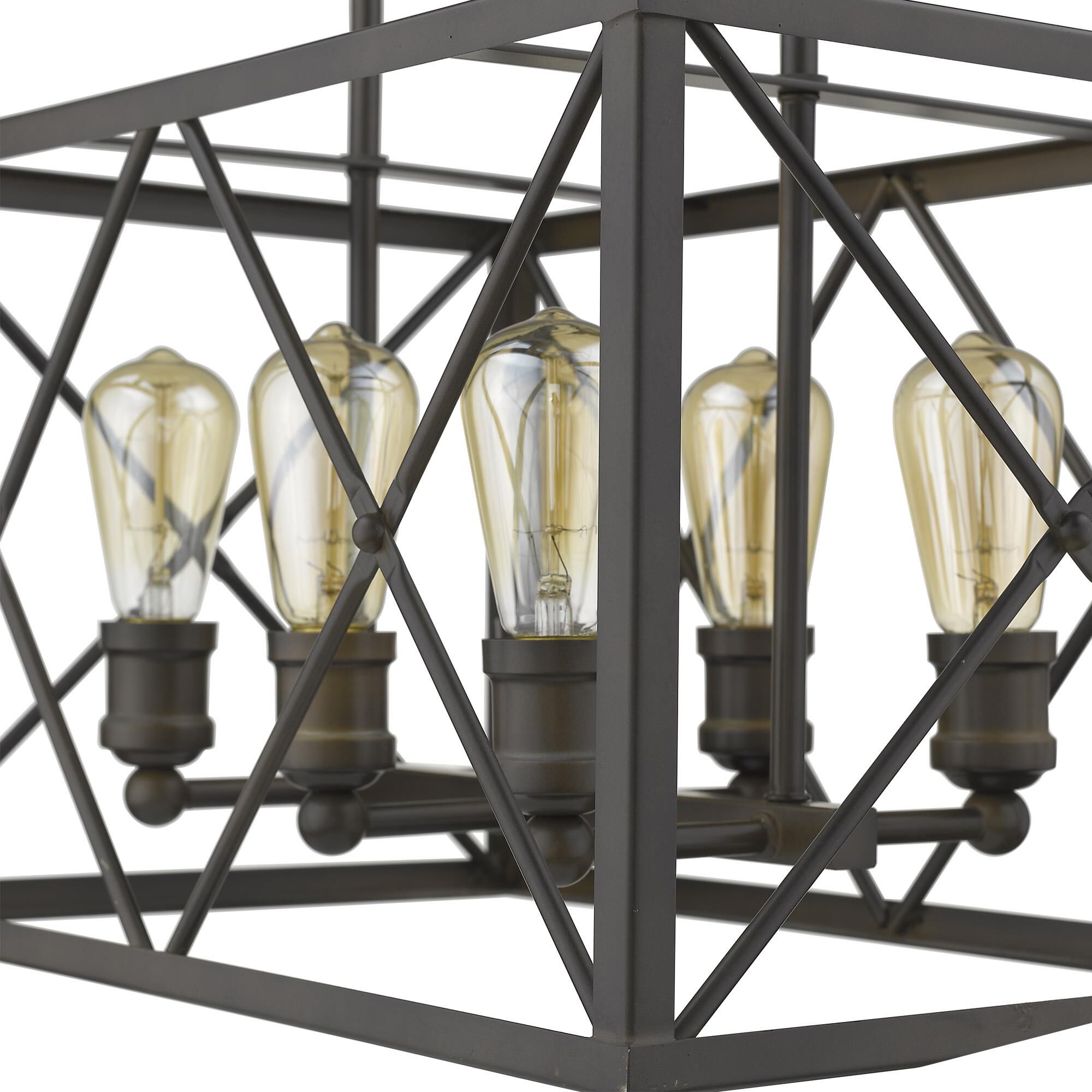 Shown in Oil-Rubbed Bronze finish and Oil-Rubbed Bronze glass and Oil Rubbed Bronze Metal Cage shade