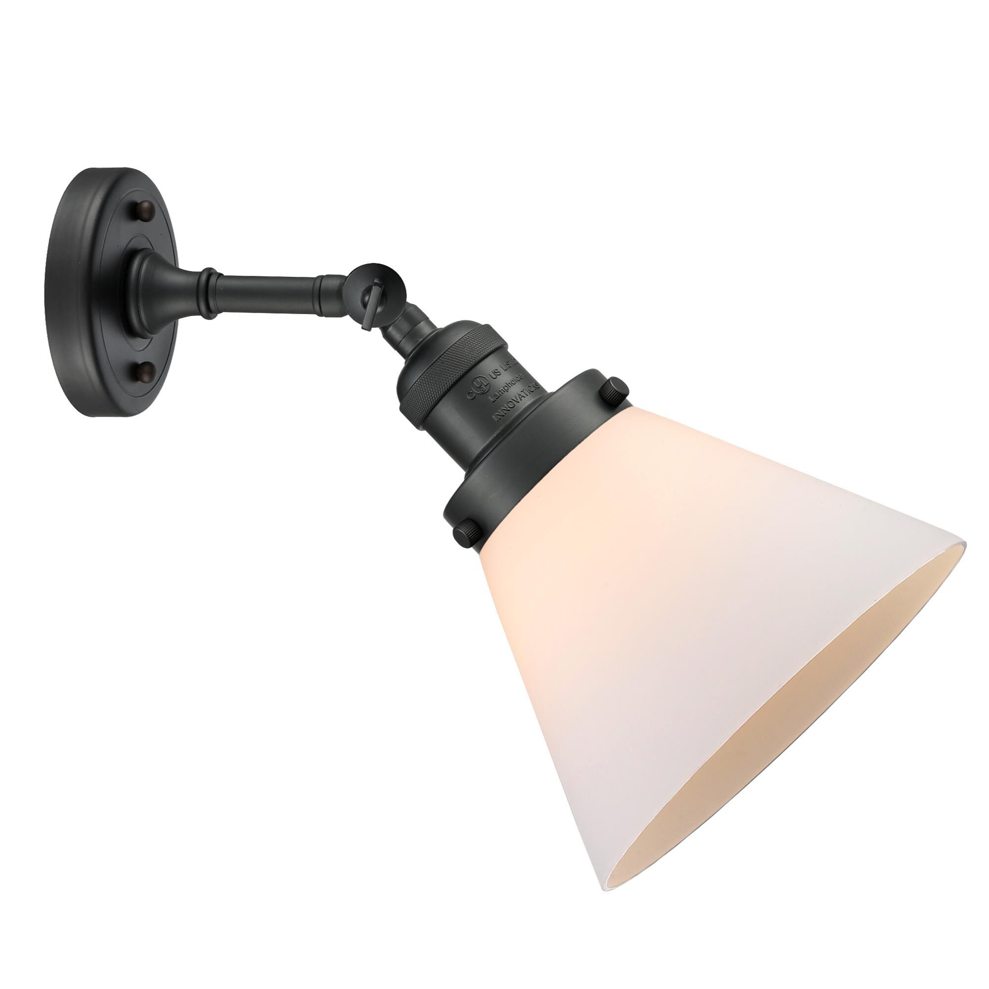 Shown in Matte Black finish and Matte White Cased glass and Brushed Satin Nickel shade and No Accent accent