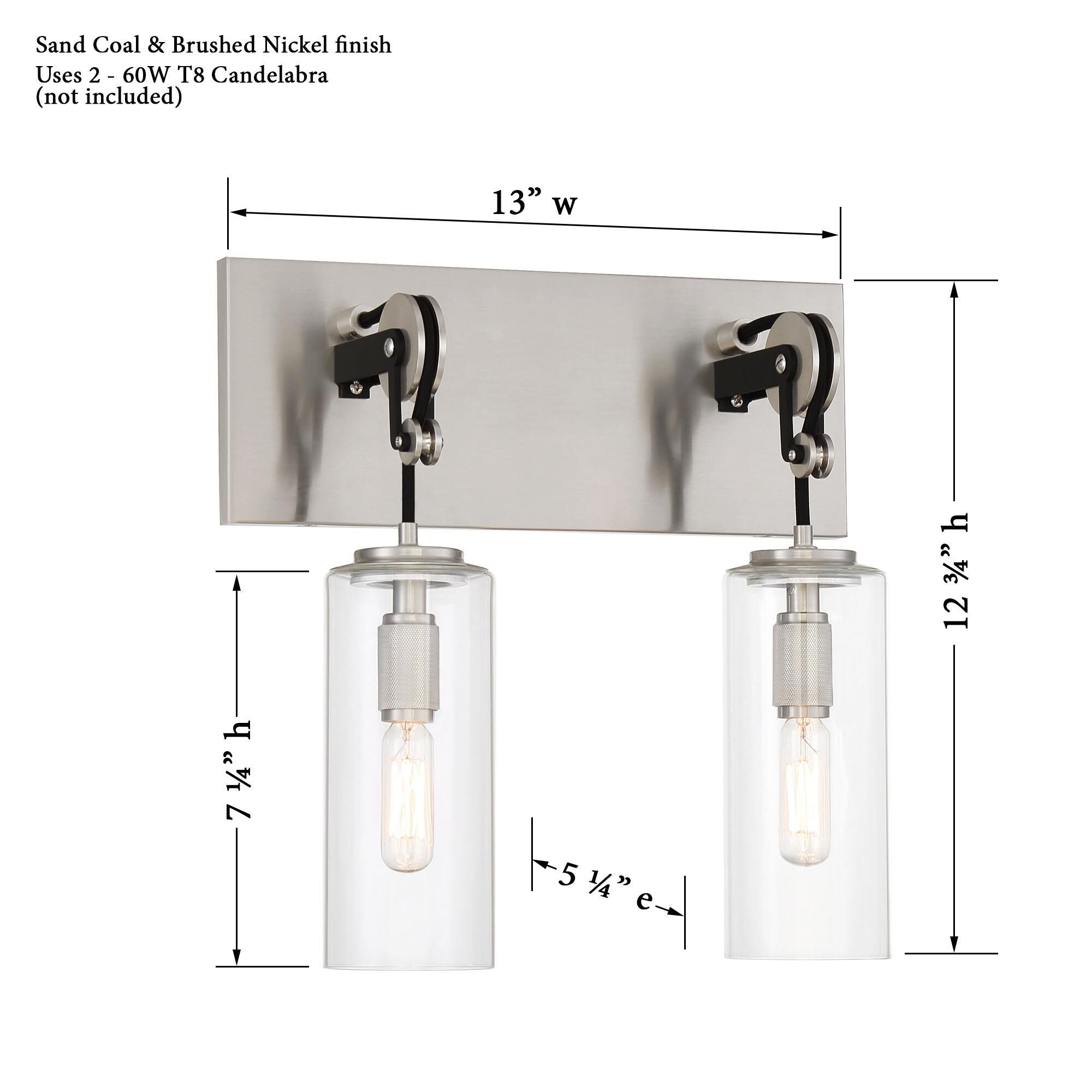 Shown in Coal with Brushed Nickel finish and Clear glass