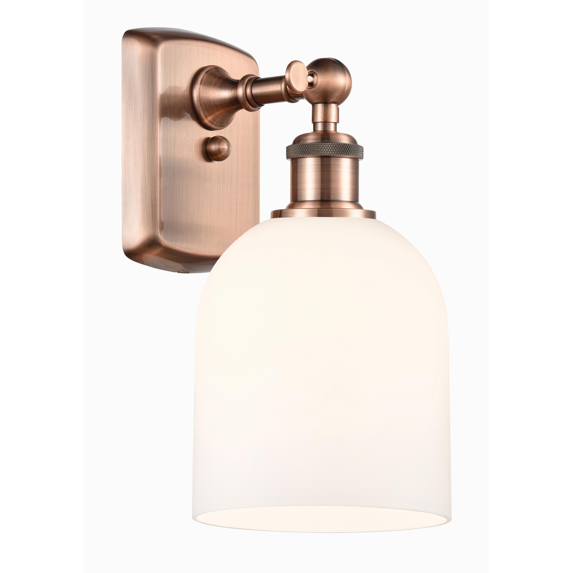 Shown in Antique Copper finish and Glossy White glass