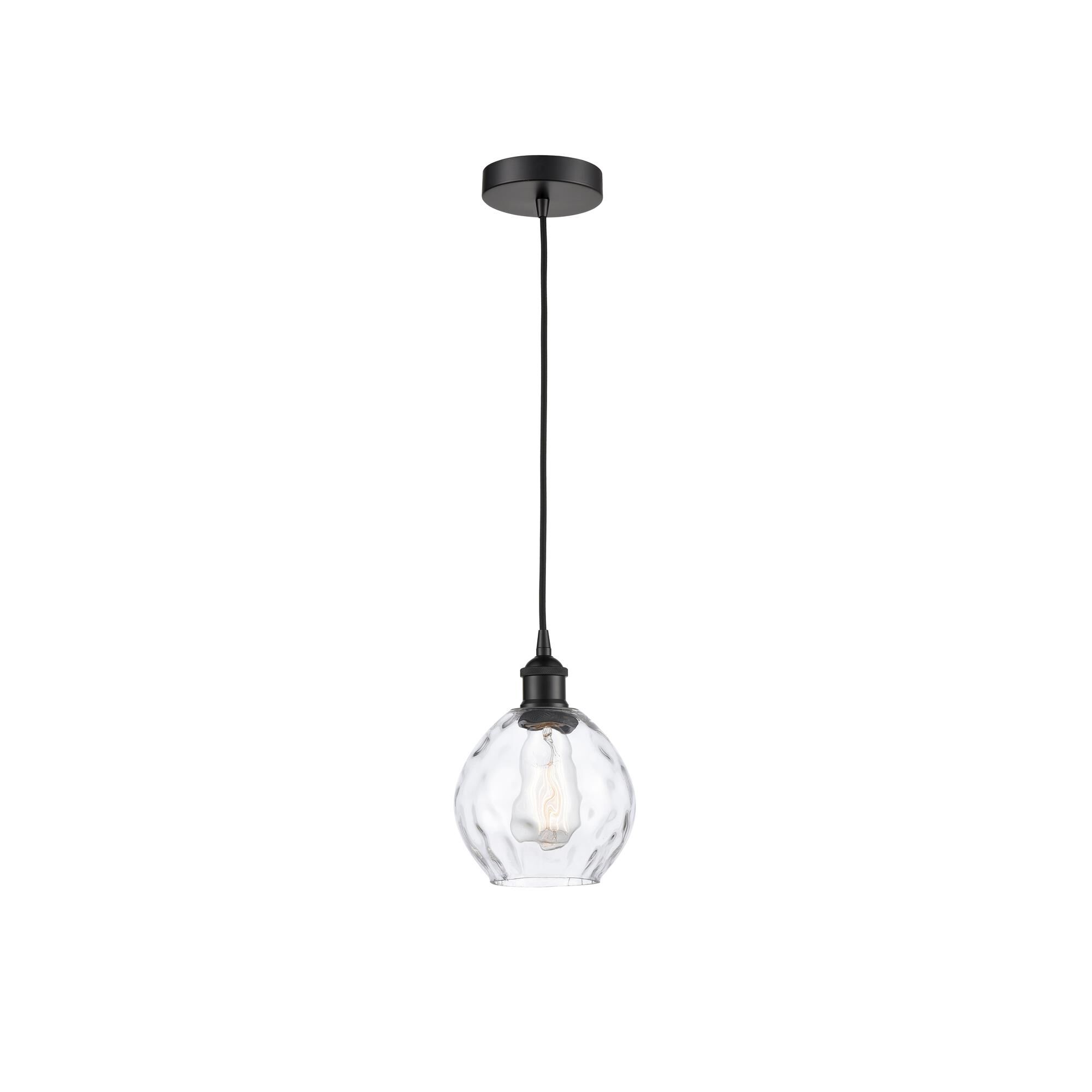 Shown in Matte Black finish and Clear Small Waverly glass