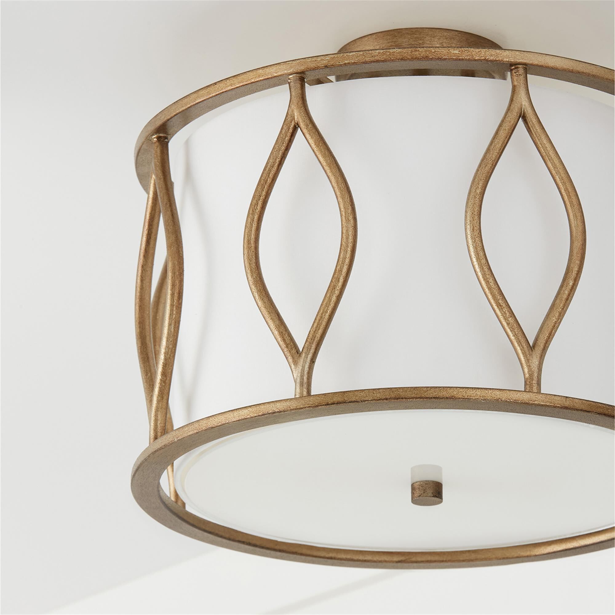 Shown in Mystic Luster finish and White Fabric Bolt-On shade