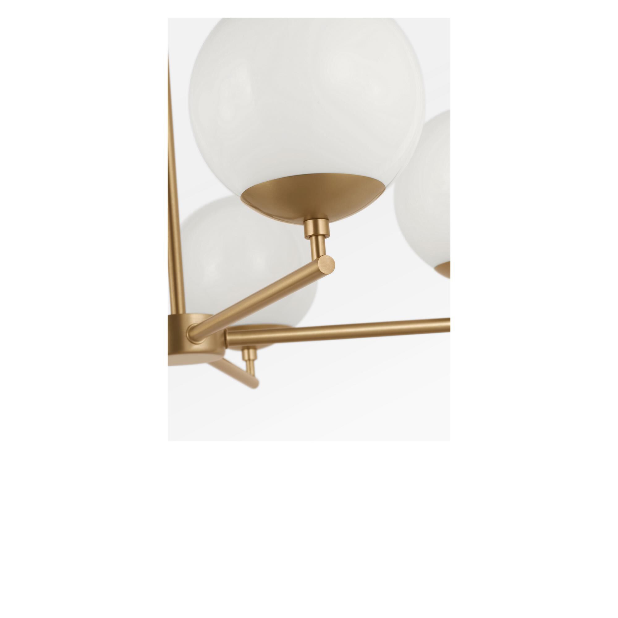 Shown in Satin Brass finish and Clear White glass