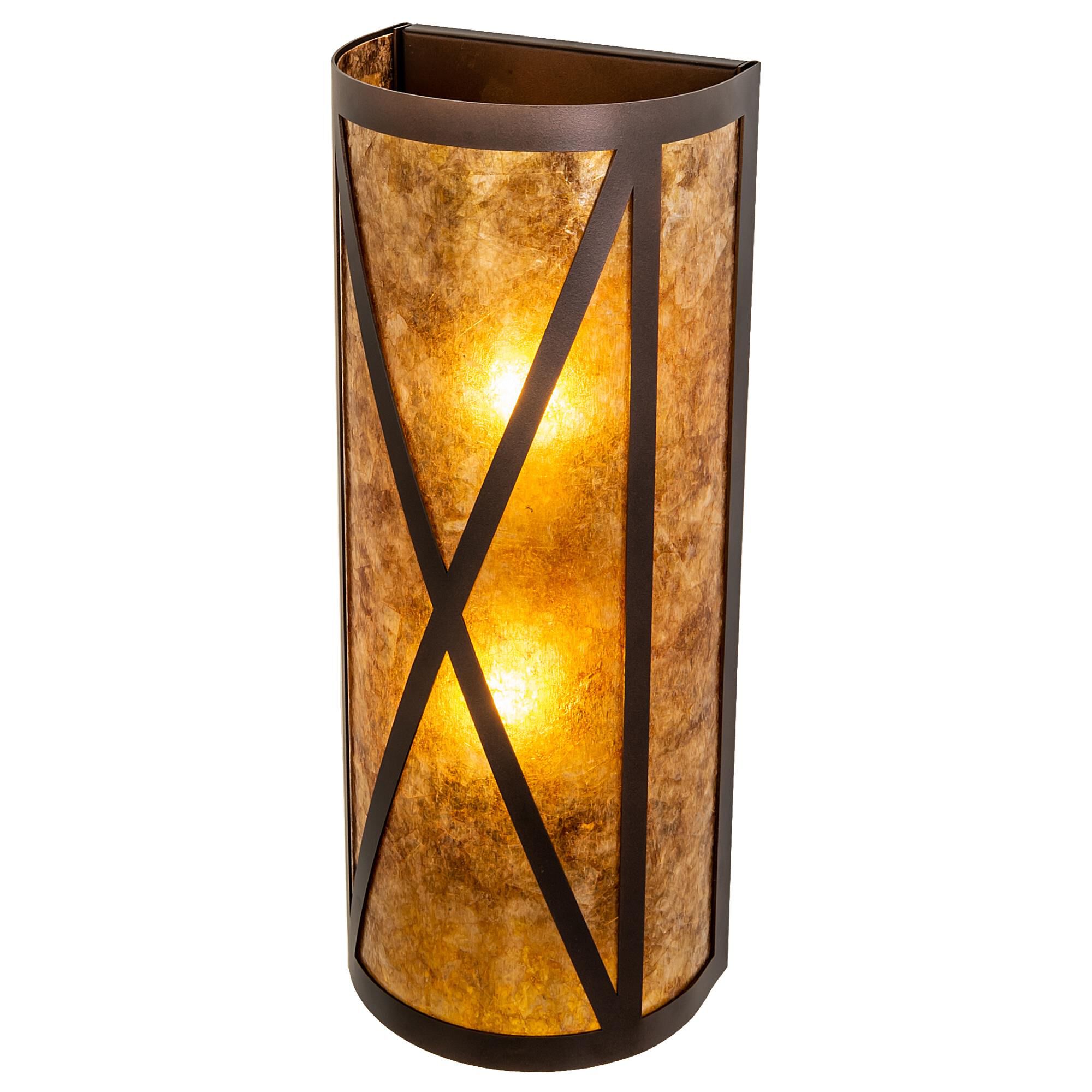 Shown in Mahogany Bronze finish and Amber Mica glass