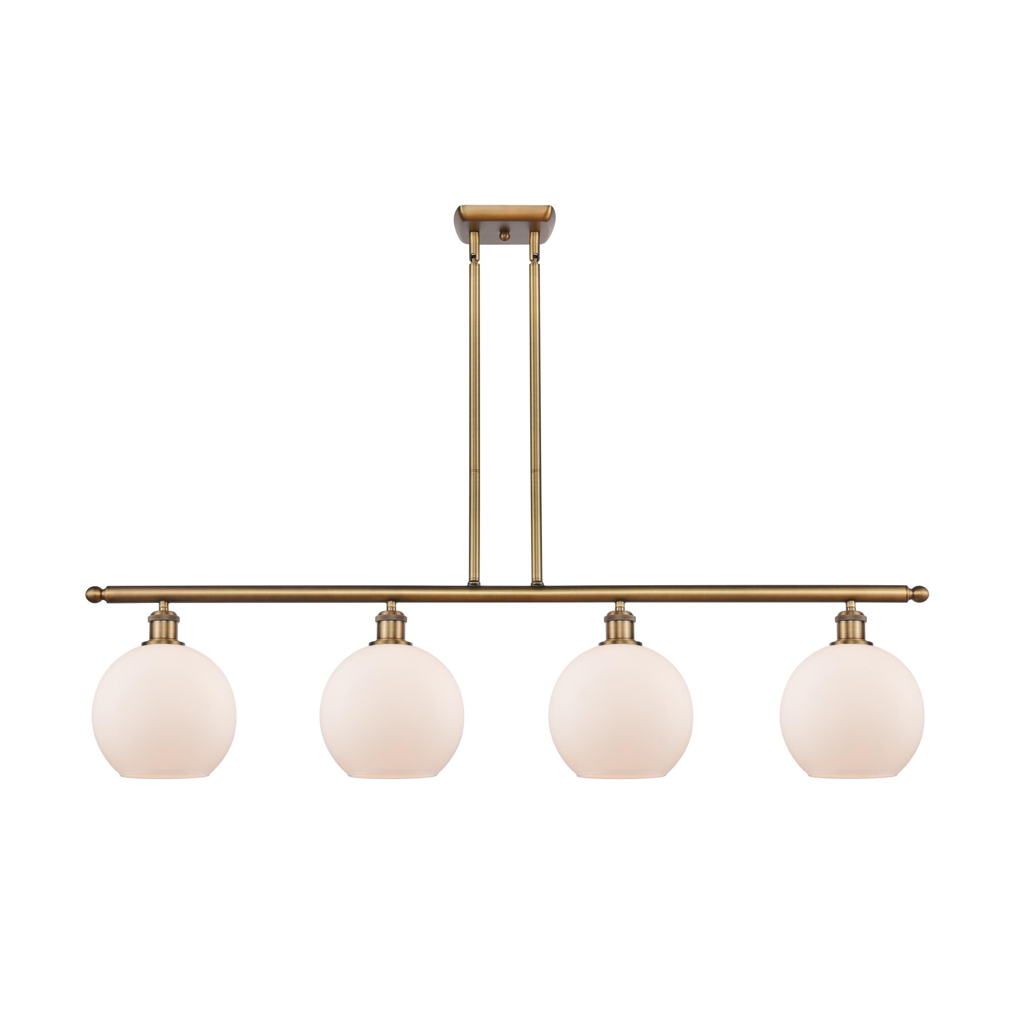 Shown in Brushed Brass finish and Cased Matte White Athens glass