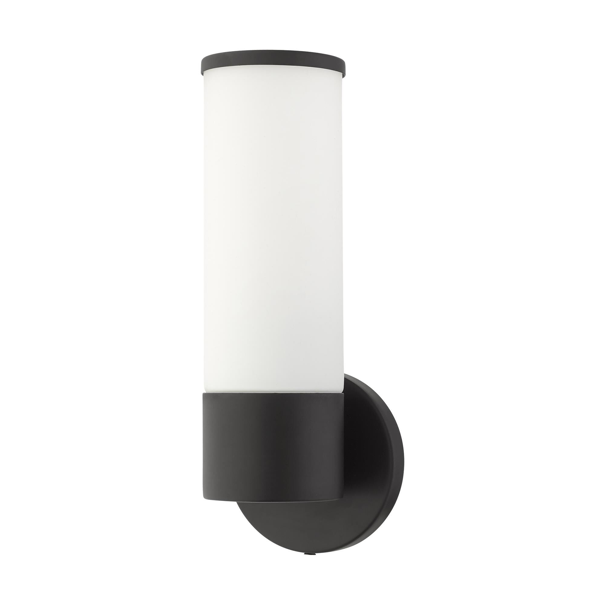 Shown in Black finish and Satin Opal White glass