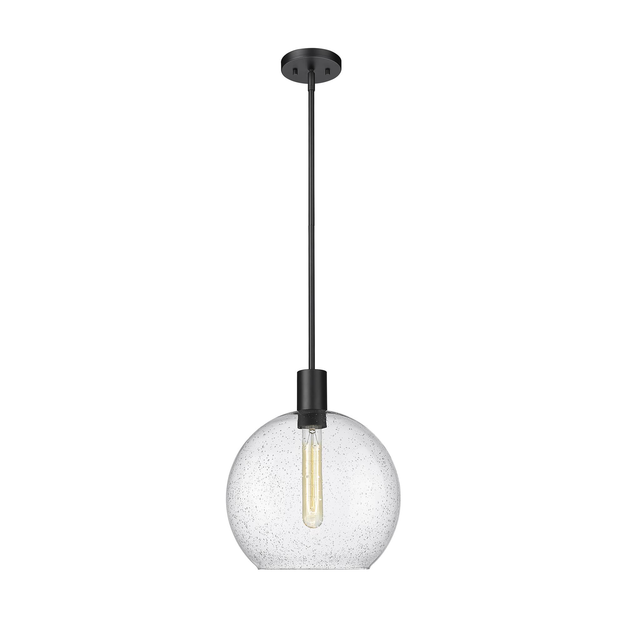 Shown in Matte Black finish and Clear Seedy glass