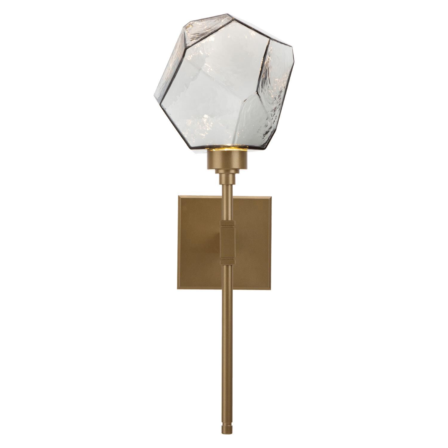 Shown in Gilded Brass finish and Smoke glass