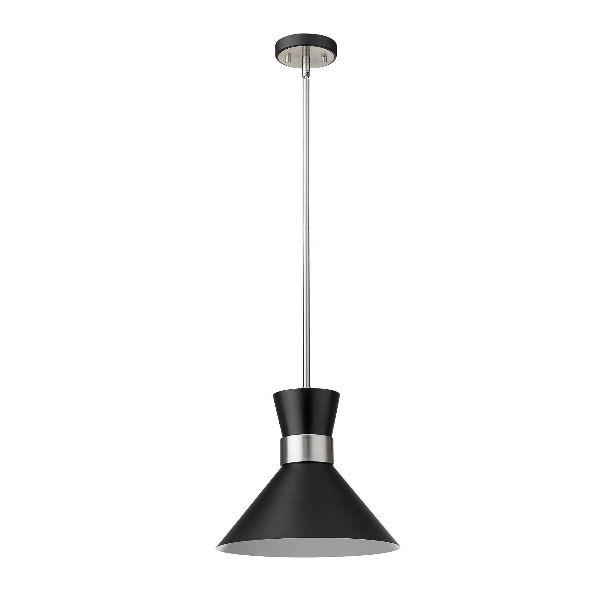 Shown in Matte Black + Brushed Nickel finish and Metal glass and Metal shade