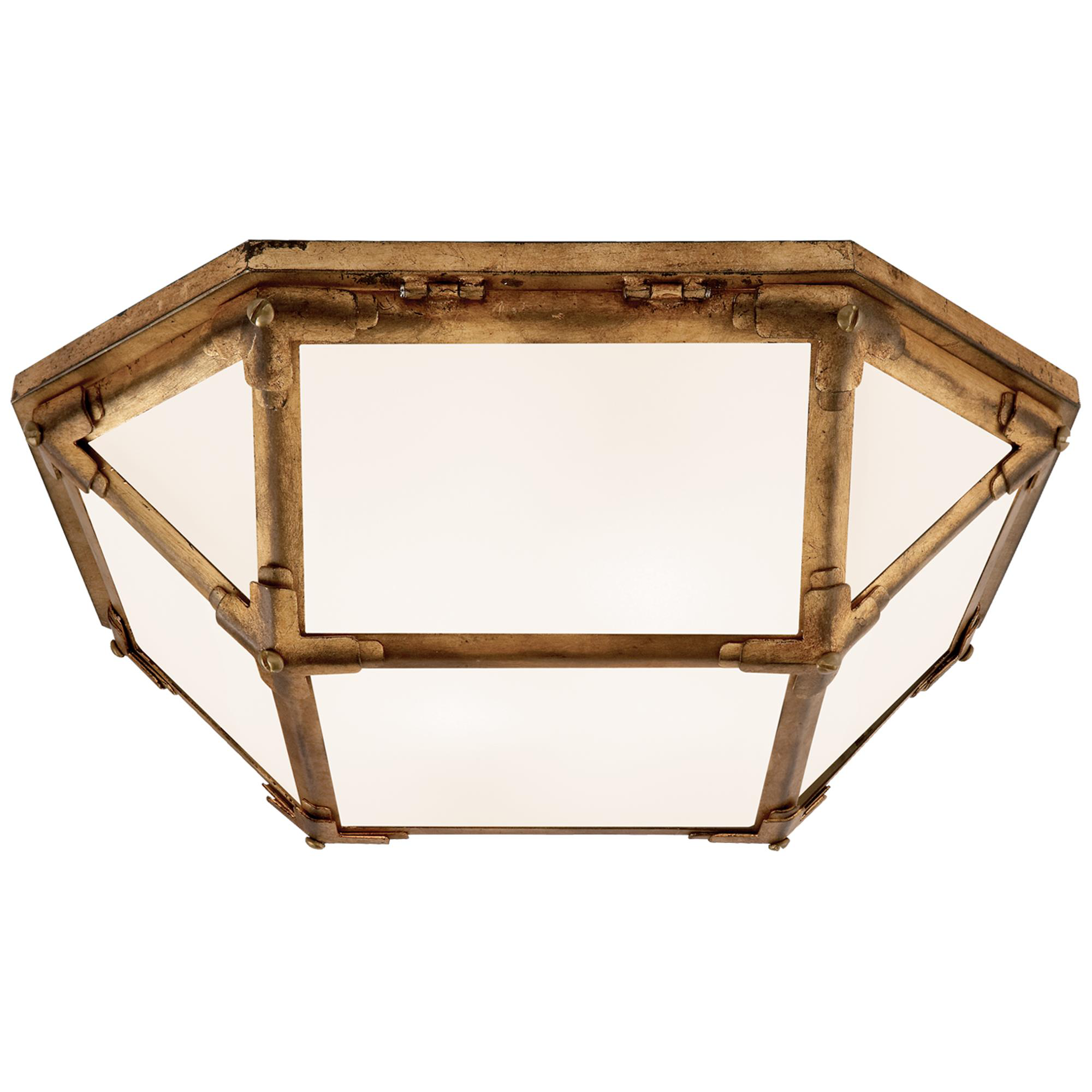 Shown in Gilded Iron finish and White glass and White Glass shade