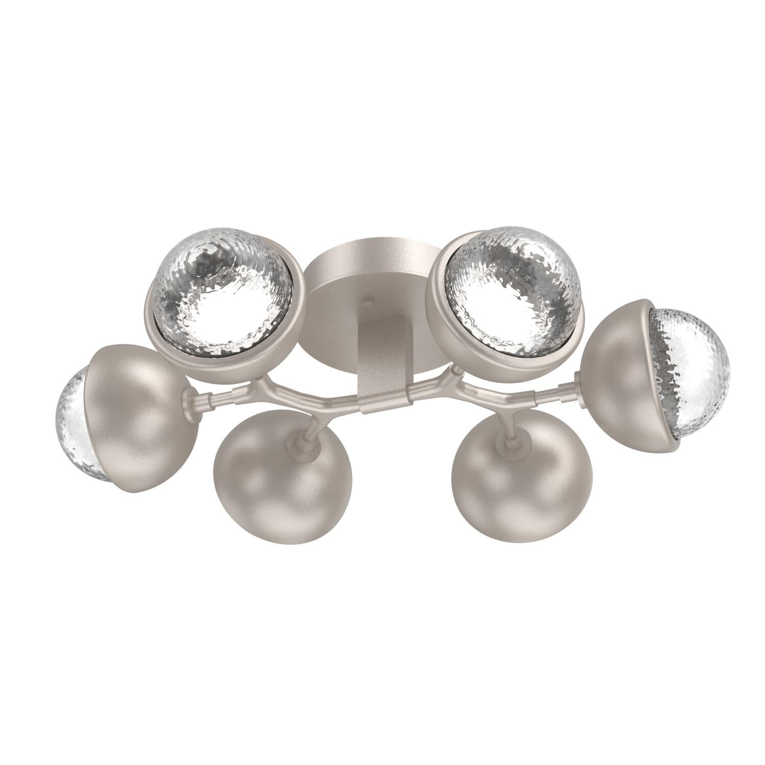 Shown in Beige Silver finish and Clear glass and Metal Shade Matching Finish accent