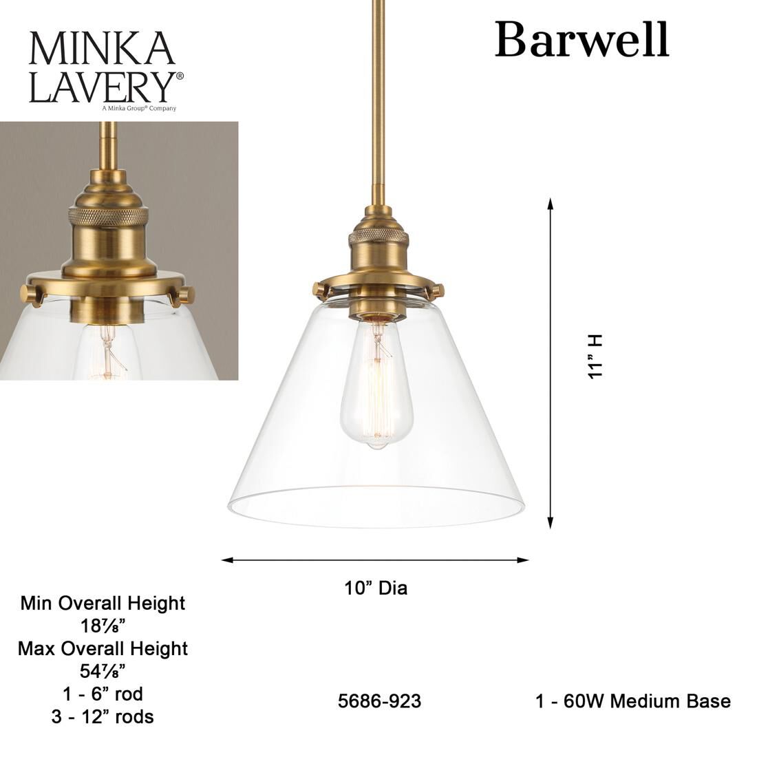 Shown in Oxidized Aged Brass finish and Clear glass