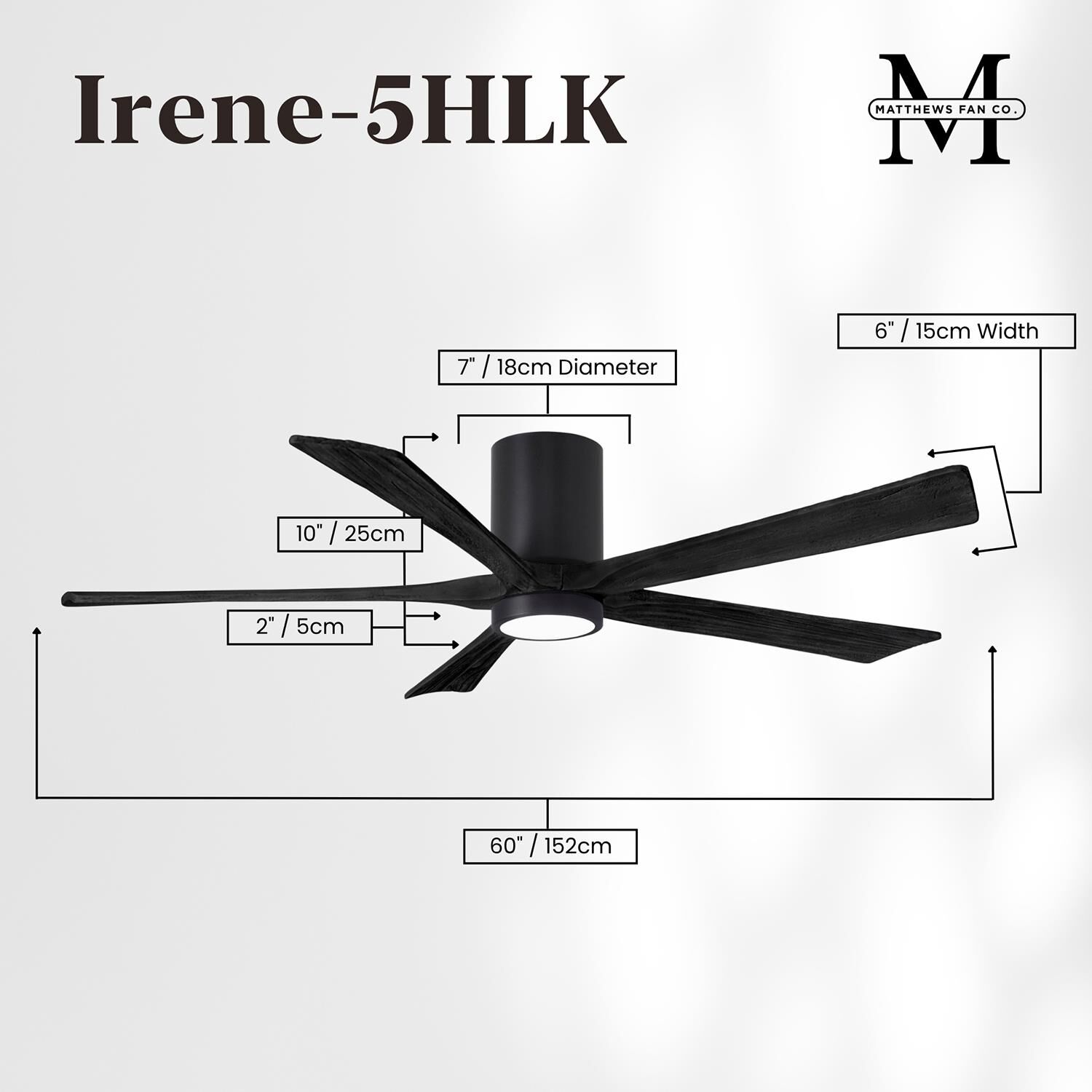 Irene 60 Inch Flush Mount Fan with Light Kit by Matthews Fan Company