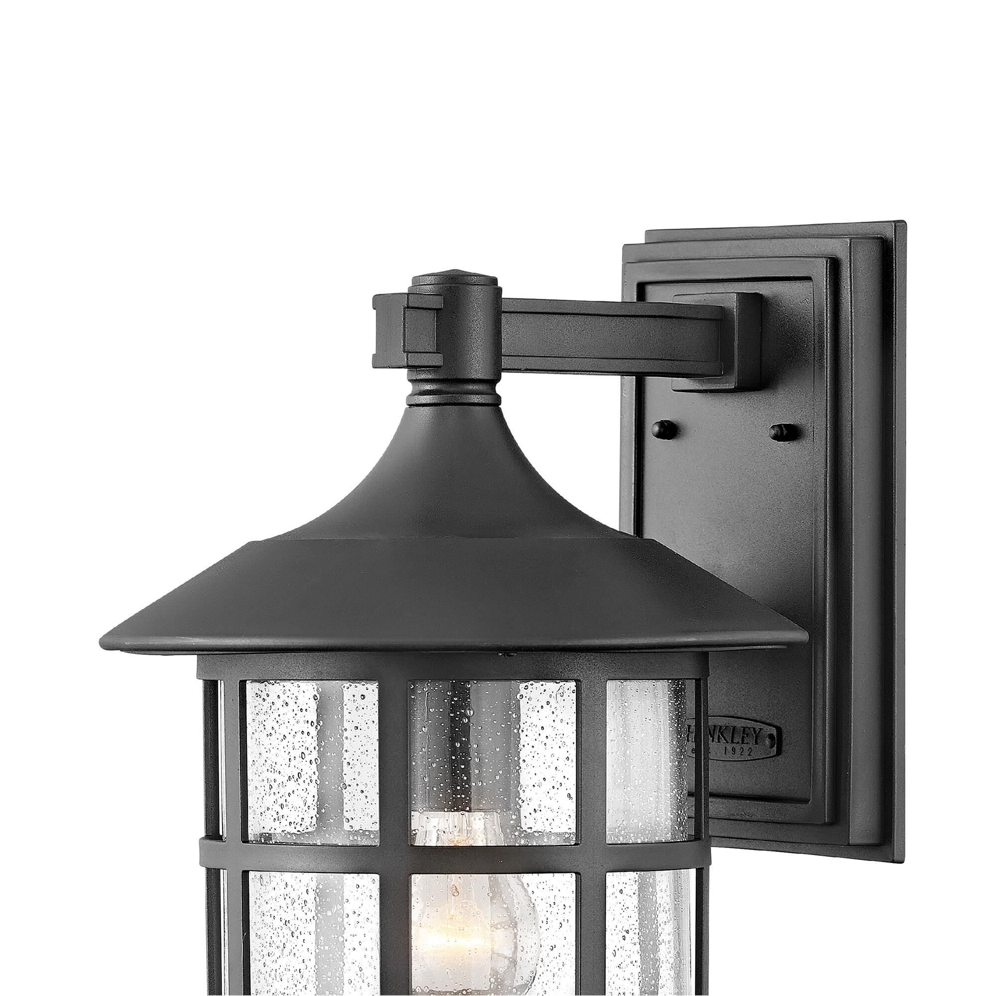 Shown in Textured Black finish and Clear Seedy glass
