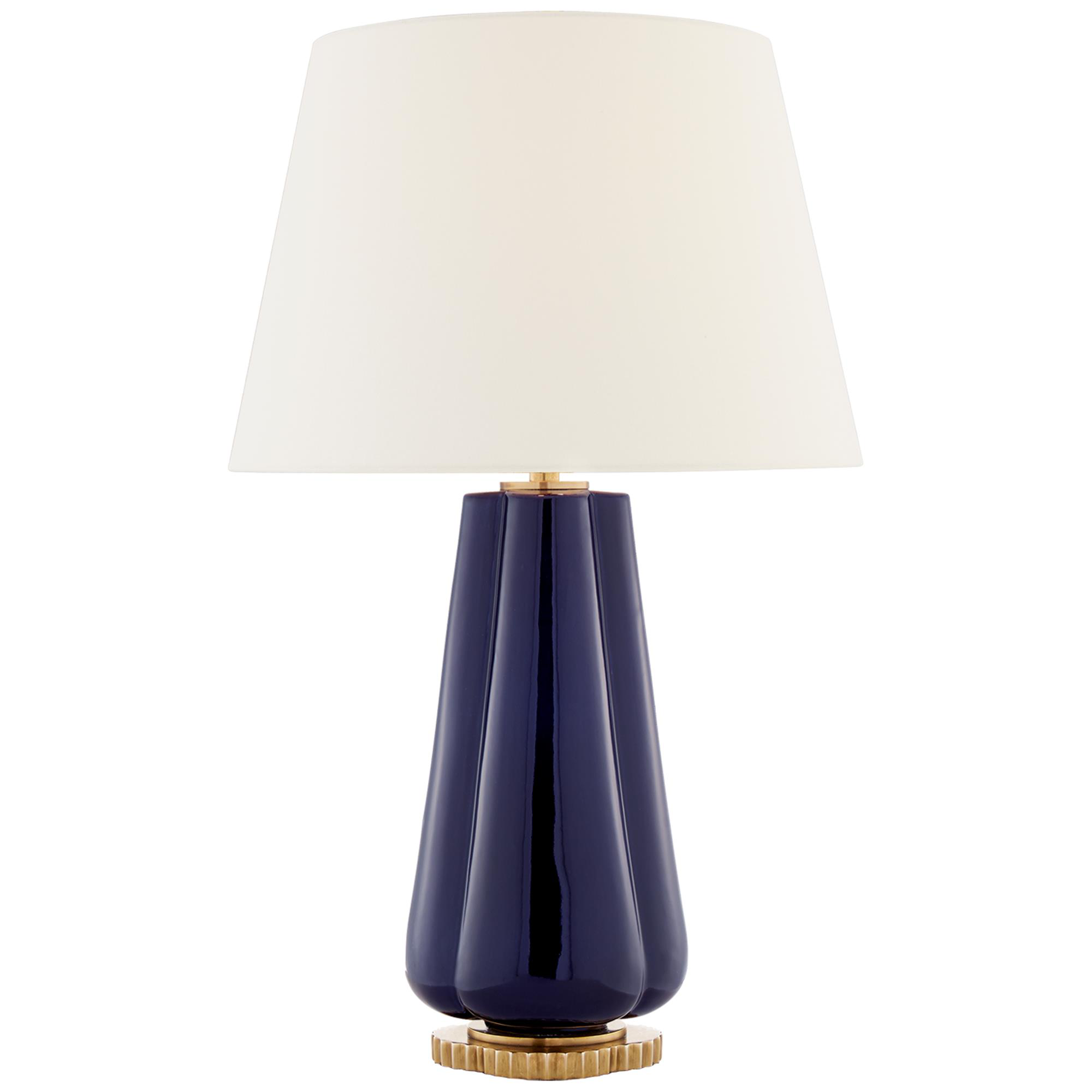 Shown in Denim Porcelain finish and Linen shade