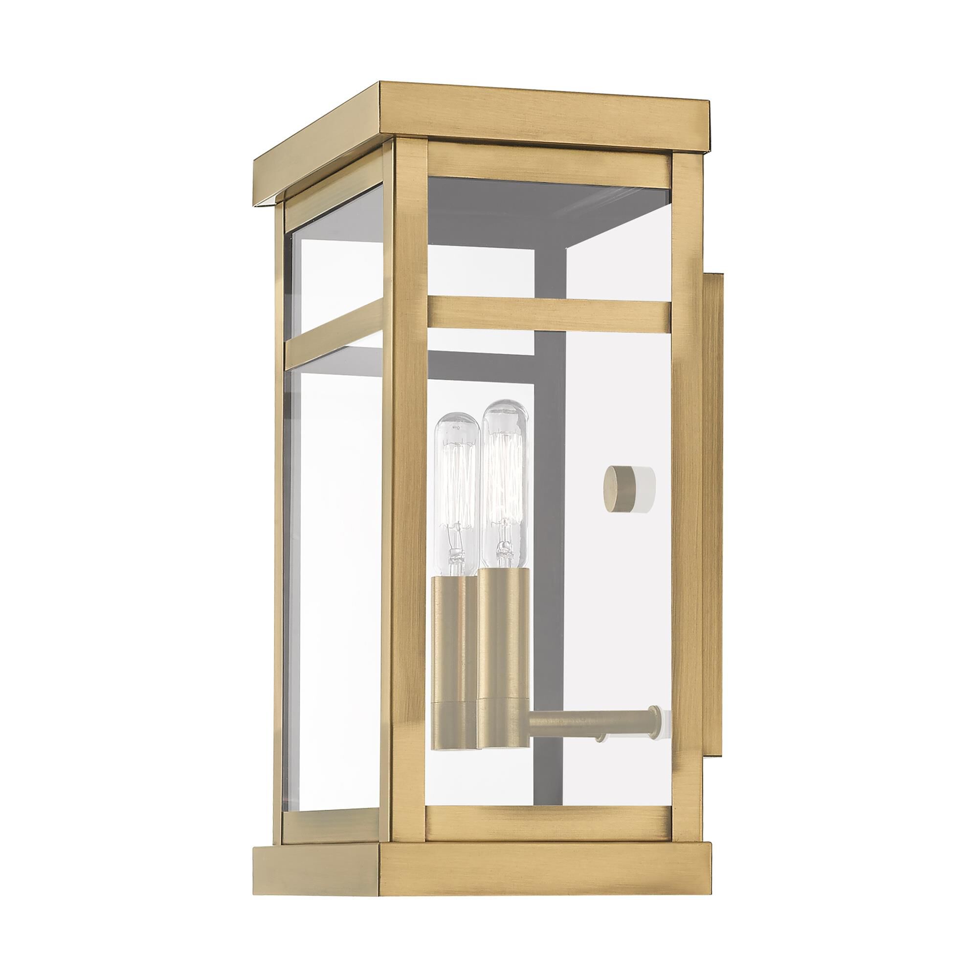 Shown in Antique Brass finish and Clear glass