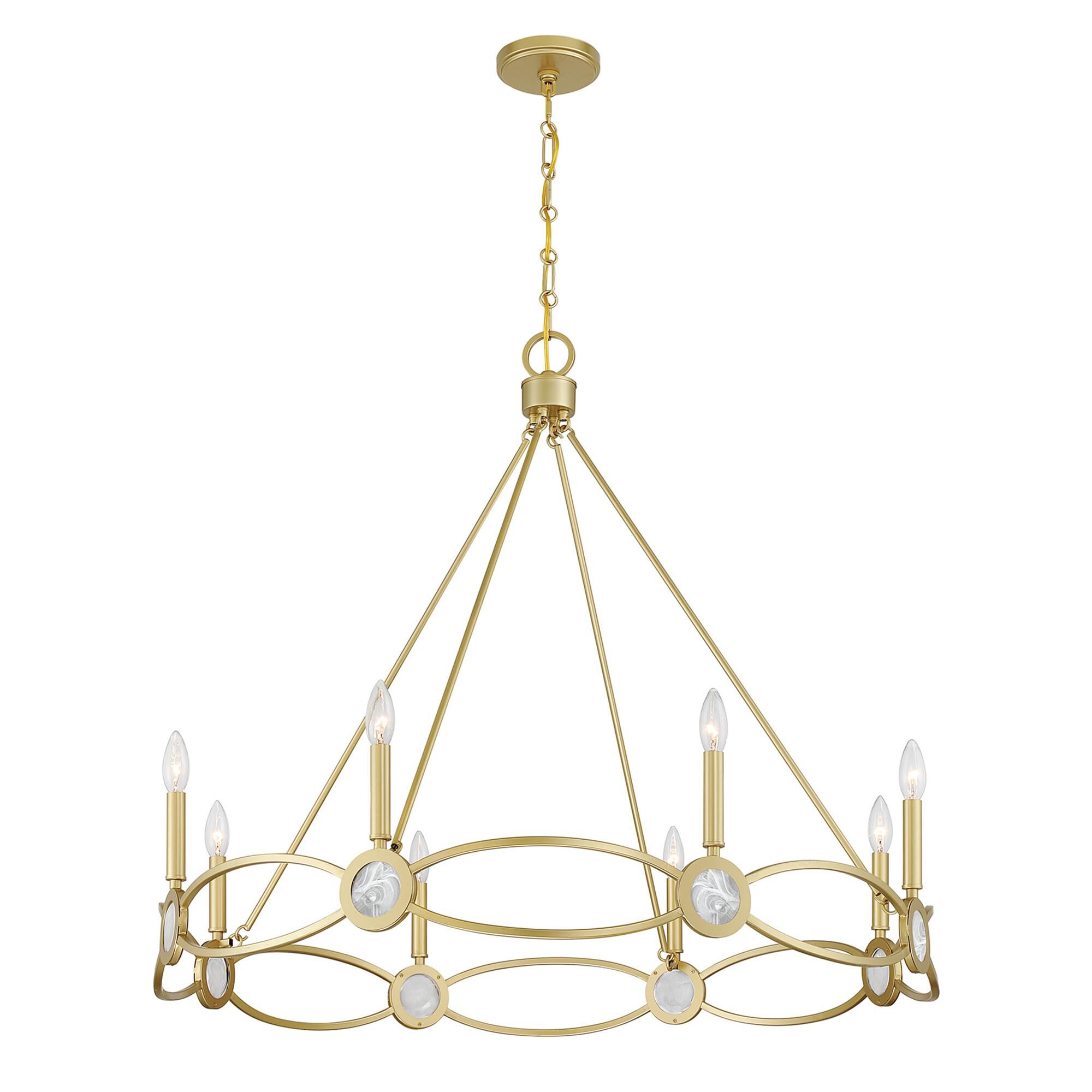 Shown in Spun Gold finish and Strie glass