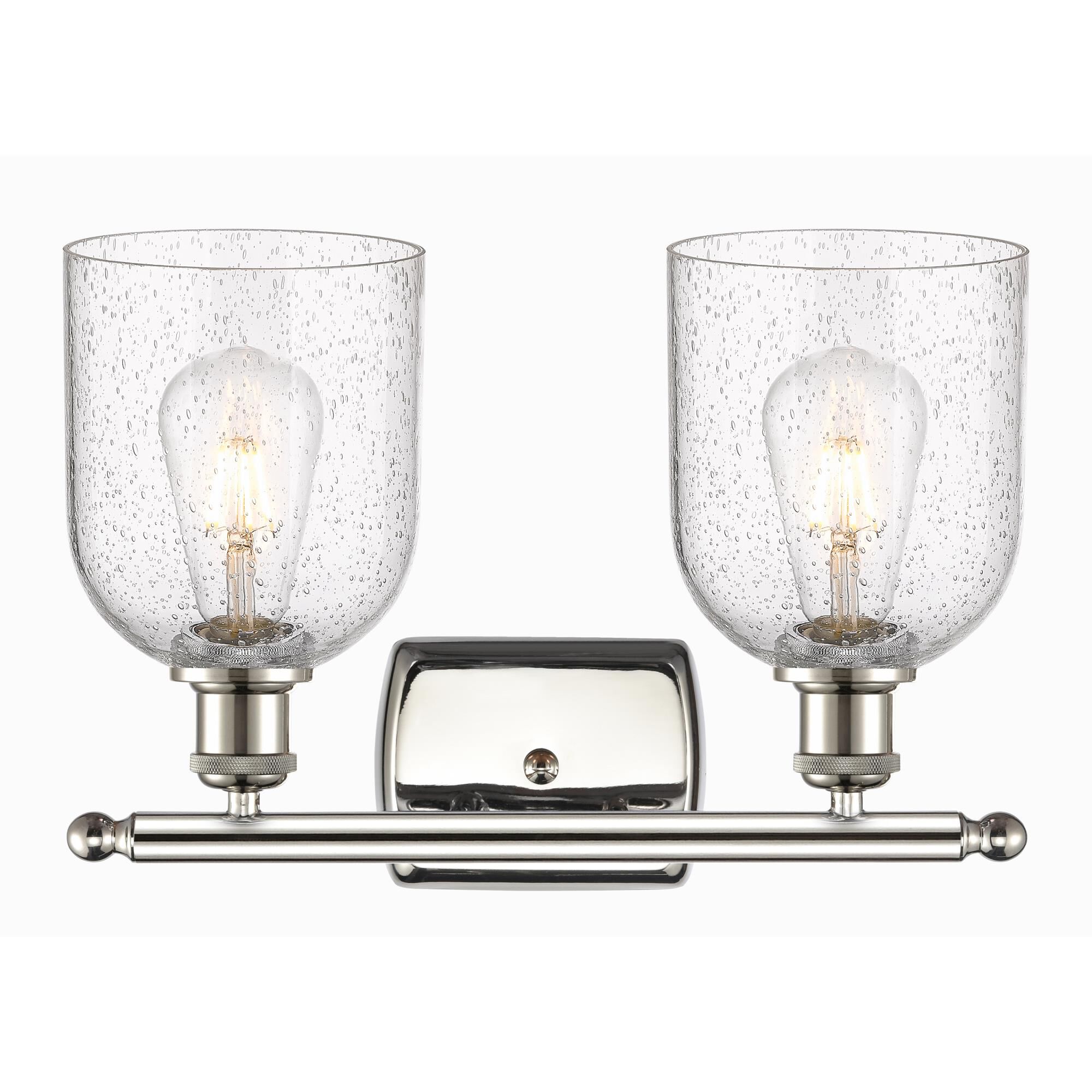 Shown in Polished Nickel finish and Seedy glass