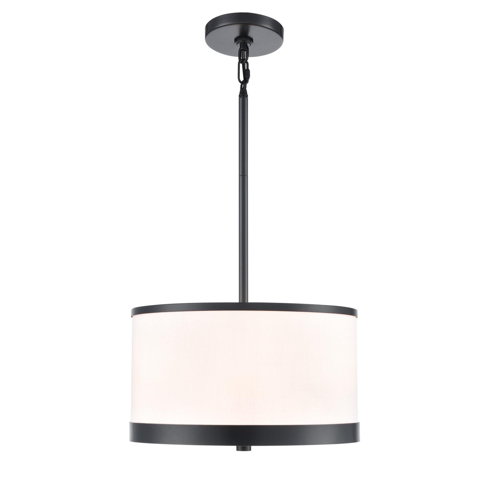 Shown in Black finish and White Fabric shade