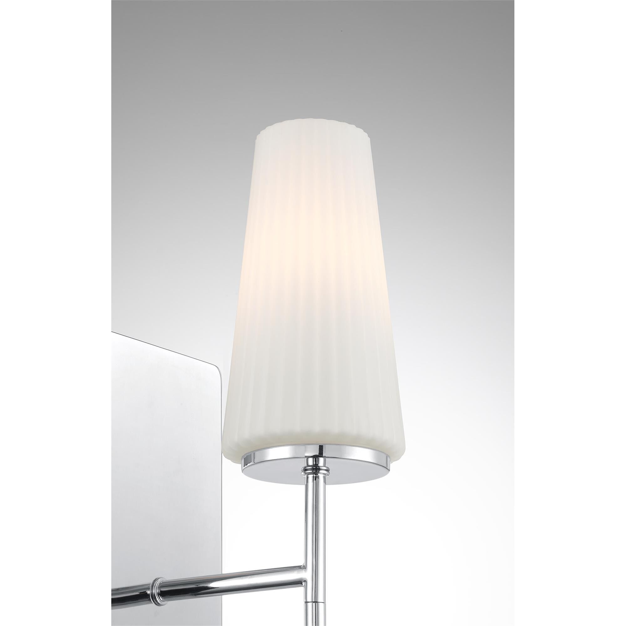 Shown in Chrome finish and Fluted White Opal glass