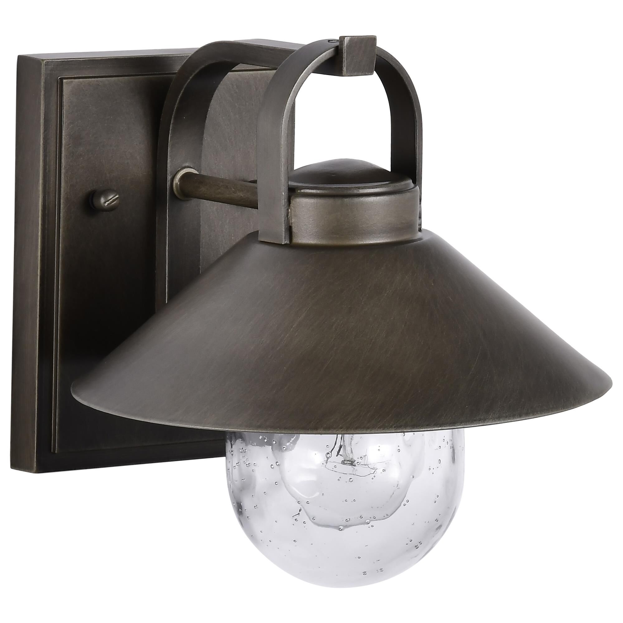 Shown in Bronze finish and Clear Seeded glass